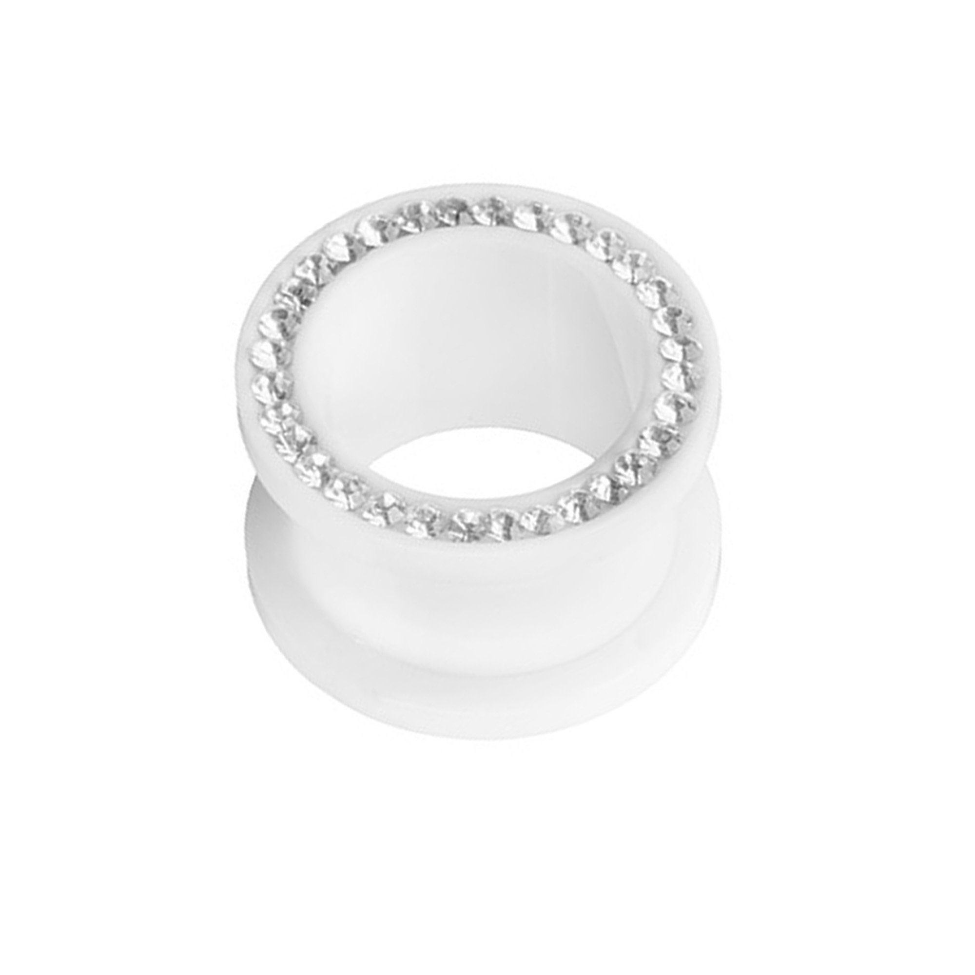 Taffstyle Plug Piercing Kunststoff mit farbigen Kristallen, Flesh