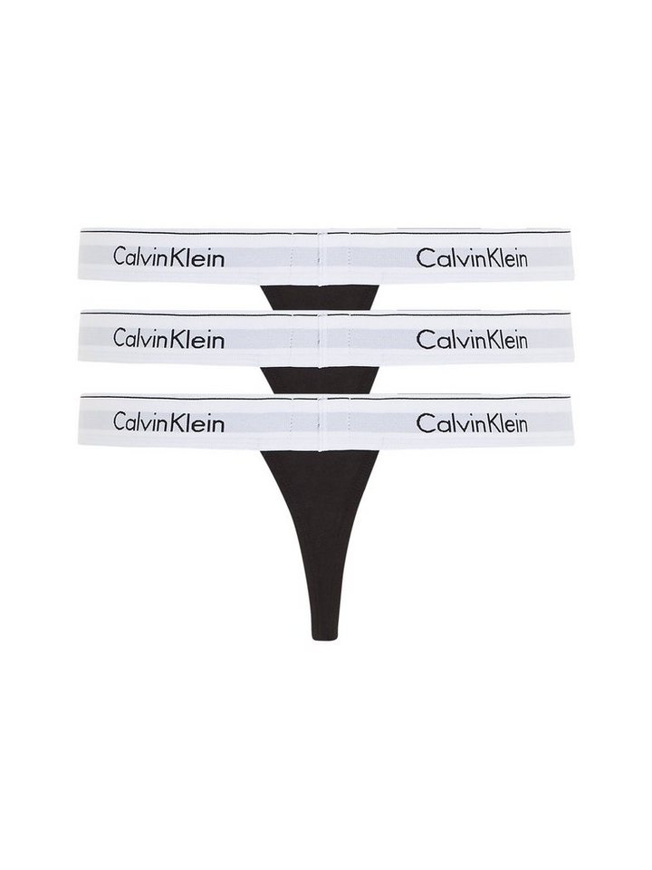 THONG 3PK mit Underwear Logo-Elastikbund Klein 3er-Pack) (Packung, Calvin T-String 3-St.,