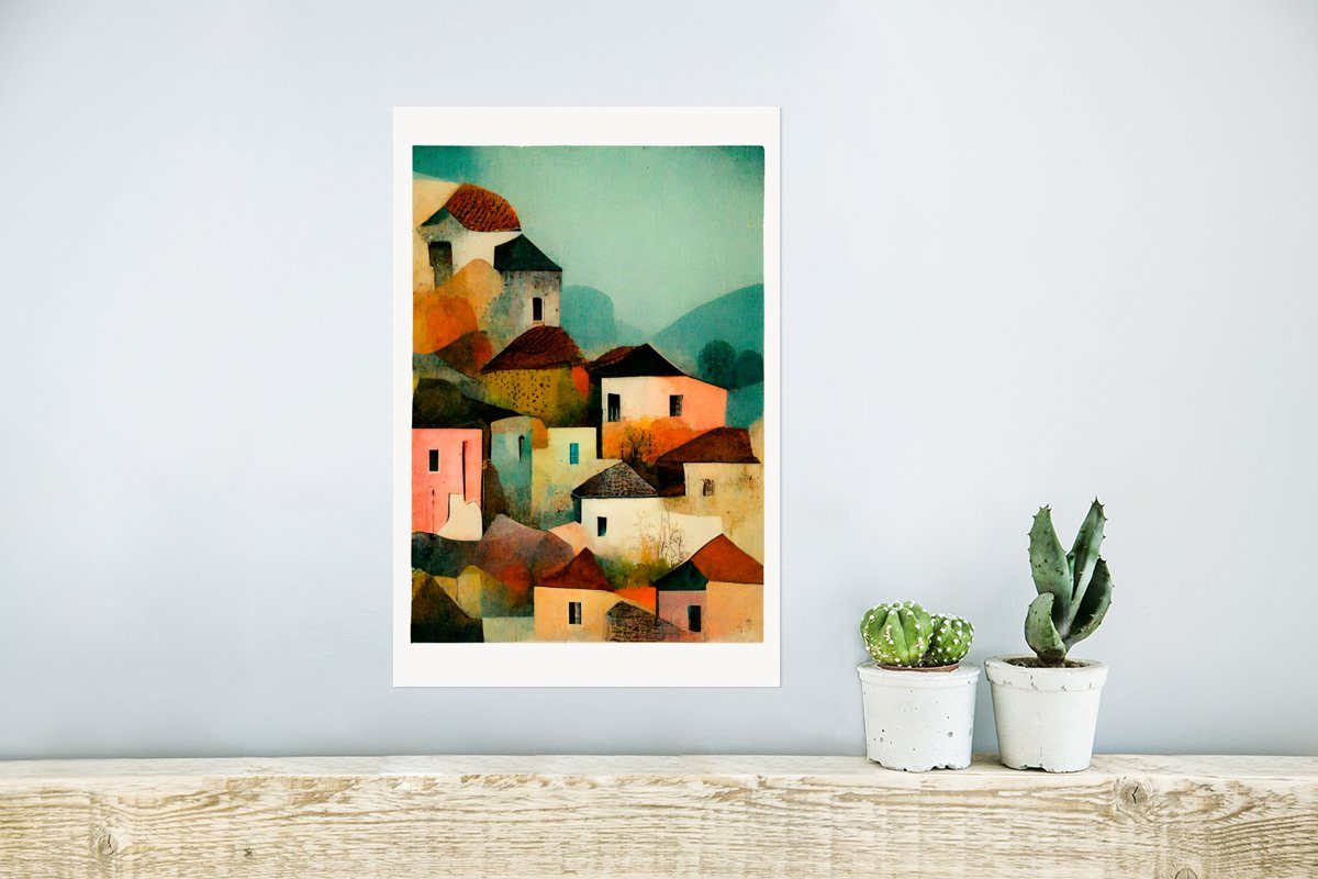 - MuchoWow Kunst, Wohnzimmer, Italien - (1 Wandbild, für Poster Rahmen Dorf Ohne Architektur St), - Wandposter Poster, - Pastell