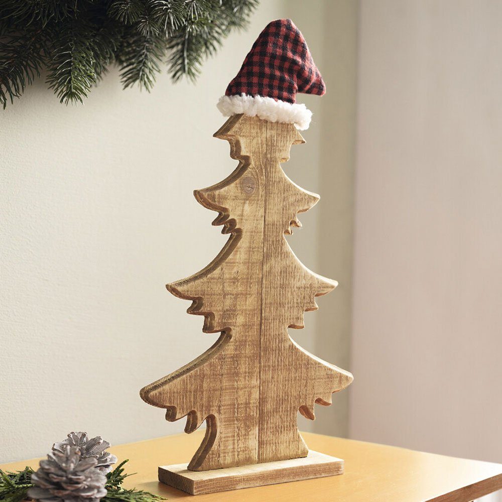 Weihnachtsfigur Tanne Holz Home-trends24.de Tannenbaum Weihnachtsfigur Weihnachtsdeko Zipfelmütze