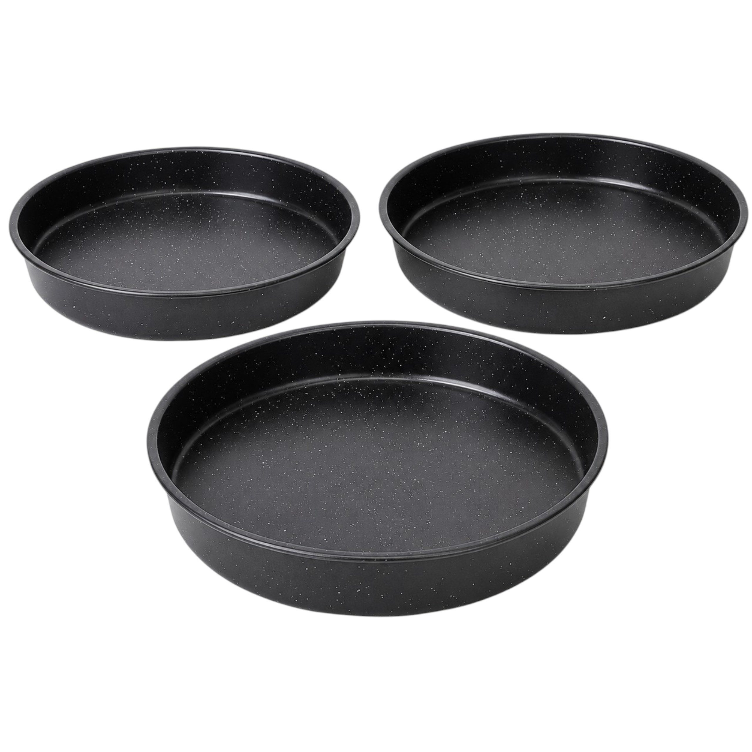 SHOV Backblech IMEX Teflon Backblech 3er Set Antihaftbeschichtung 28/32/36 cm Schwarz