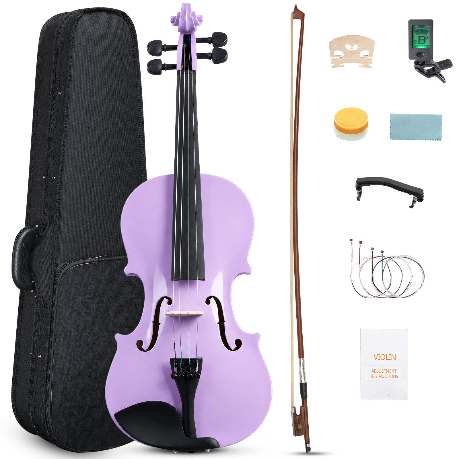 LALAHO Violine Geige 4/4 Violinenset 4/4 Komplettset mit Zubehör für Anfänger, Einsteiger/Schülerinstrument, inkl. Bogen, Koffer, Kolophonium