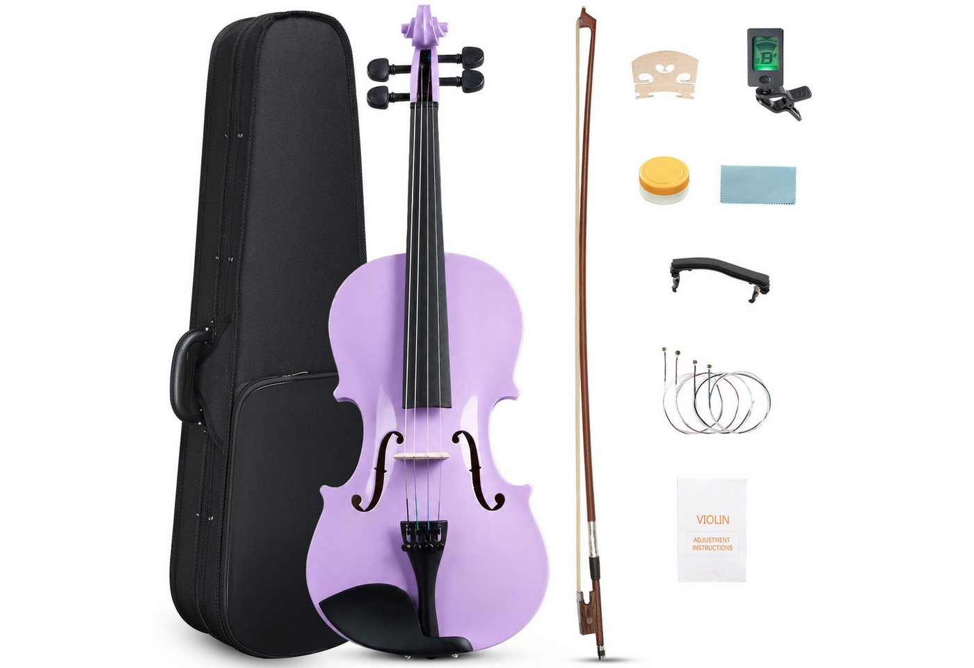 LALAHO Violine Geige 4/4 Violinenset 4/4 Komplettset mit Zubehör für Anfänger, Einsteiger/Schülerinstrument, inkl. Bogen, Koffer, Kolophonium