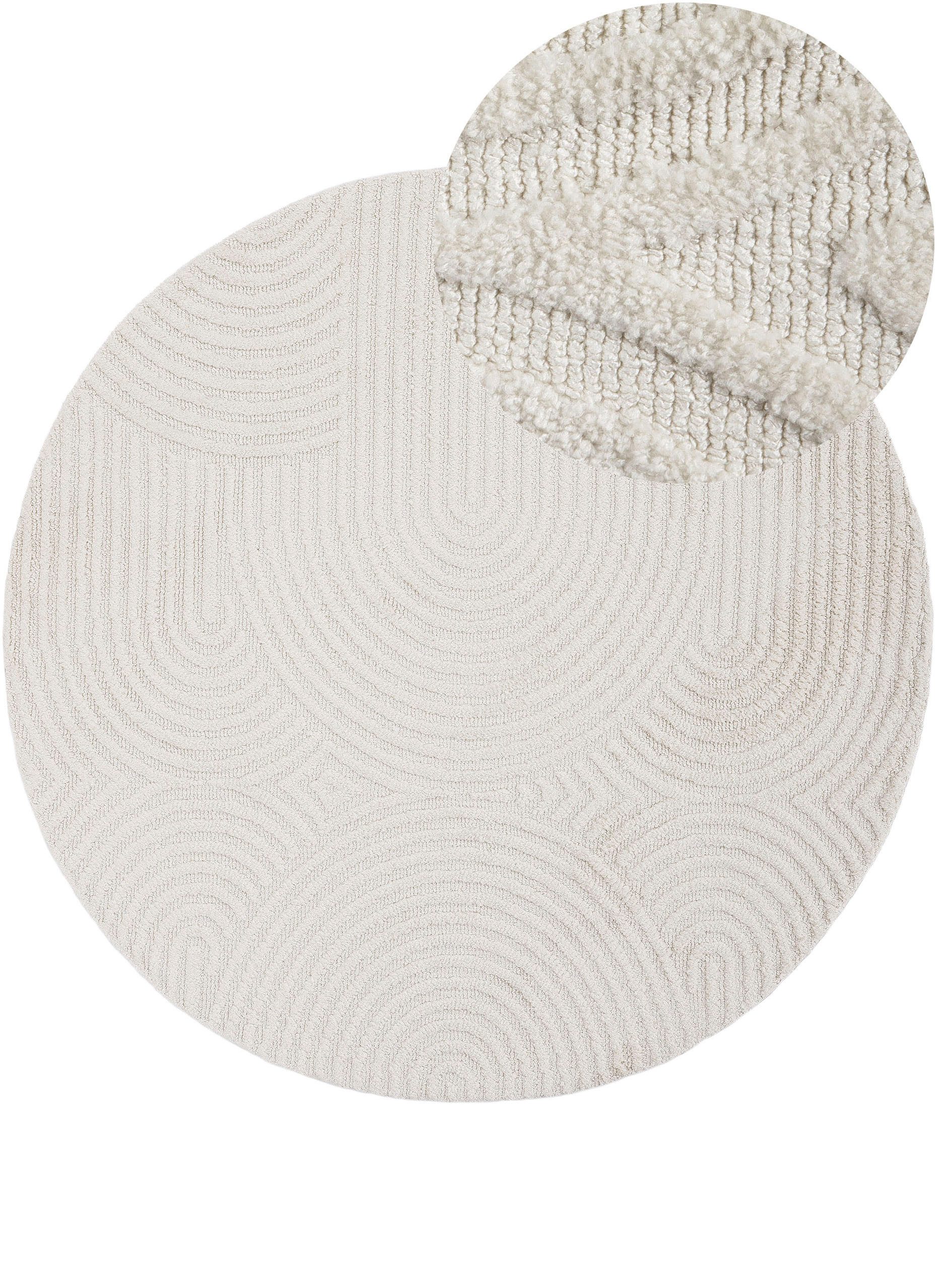 carpetfine Teppich Holly Zen 1, rund, Höhe: 12 mm, Hoch-Tief-Effekt, geometrisch, Zeitloses Design, dekoratives Highlight