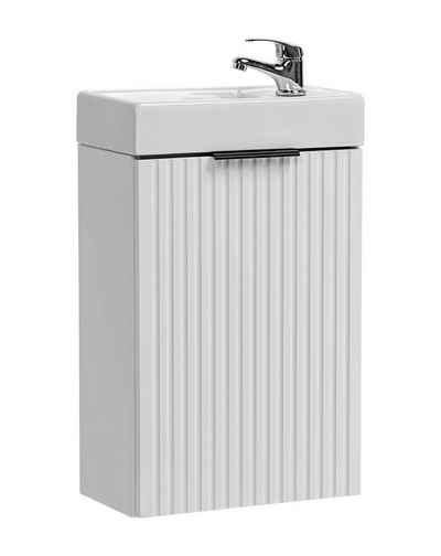 einfachgutemoebel Waschtisch-Set Badezimmer Waschplatz Blanchette 40cm, Raumsparend mit Becken, weiß, (Badmöbel Set, 1-St., Waschtisch Unterschrank mit Becken)