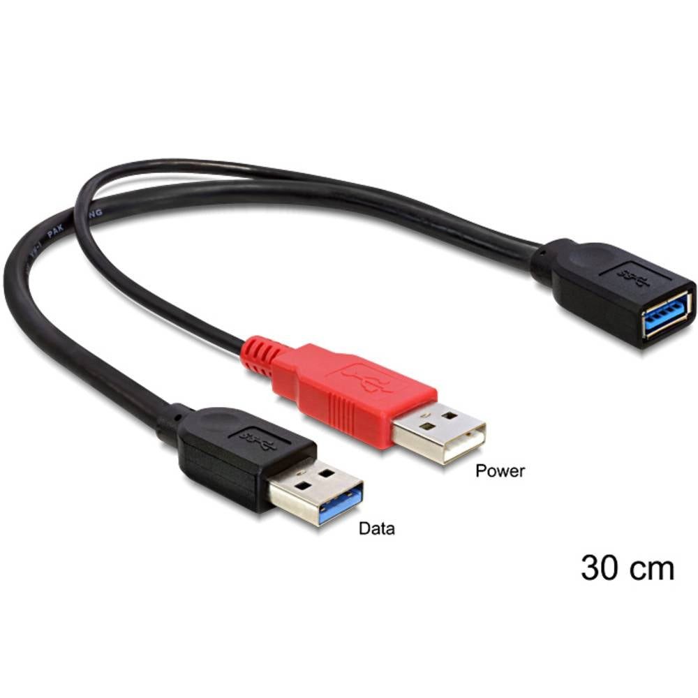 Delock USB 3.0-A Buchse + USB 3.0-A Stecker an USB 2.0-A Stecker 83176 USB-Kabel, (30.00 cm), vergoldete Steckkontakte, UL-zertifiziert