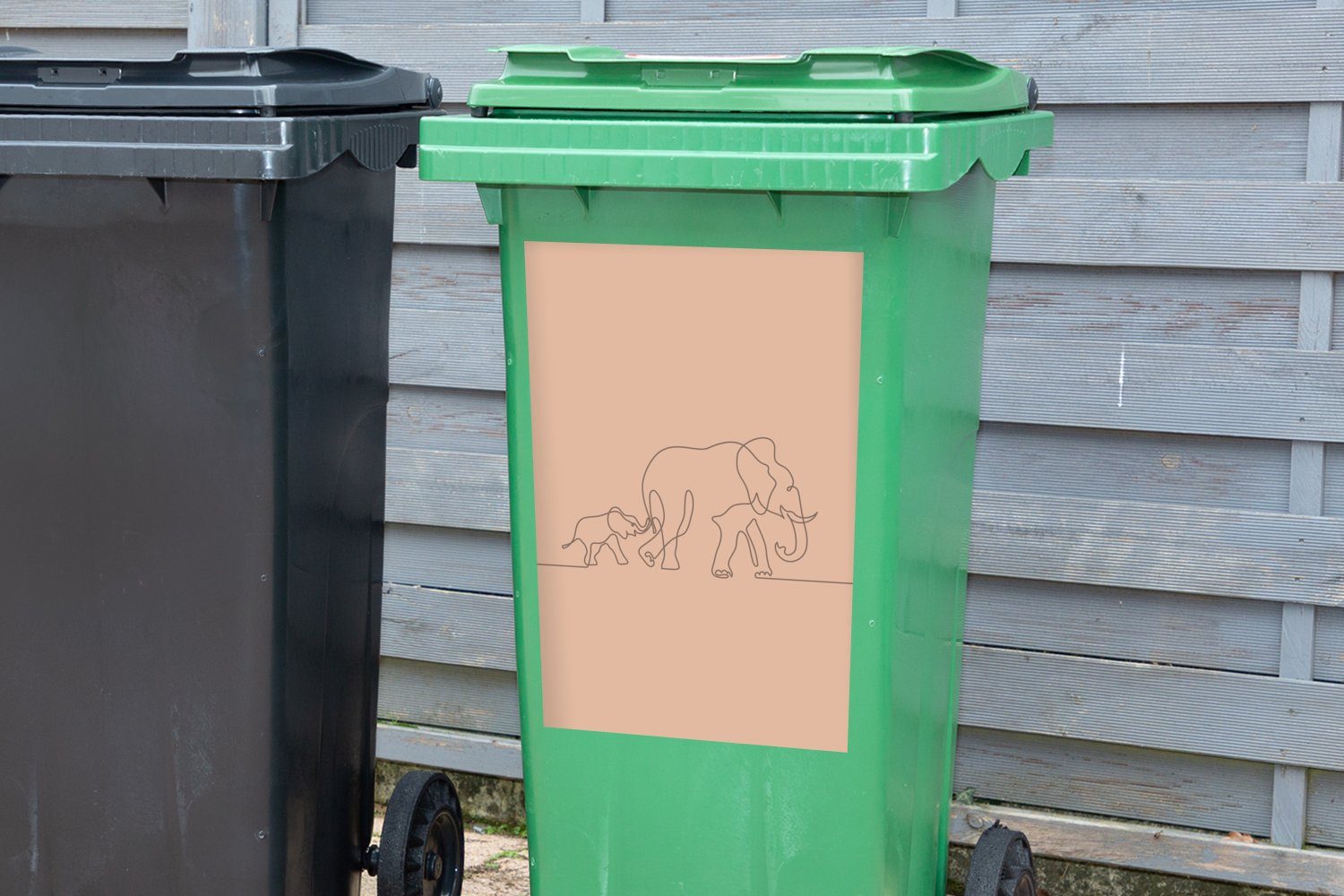 MuchoWow Wandsticker Elefant - Sticker, Einfach St), Linie - Container, Abfalbehälter Mülleimer-aufkleber, Mülltonne, (1