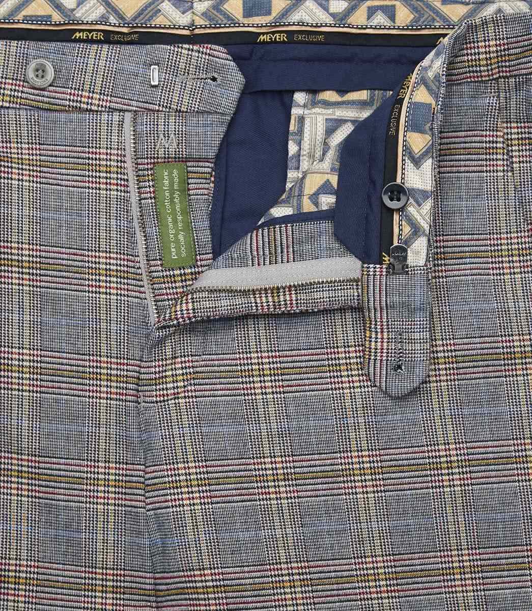 MEYER 5-Pocket-Jeans MEYER EXCLUSIVE BONN Chino grey multicoloured checkered 2-8568-34
