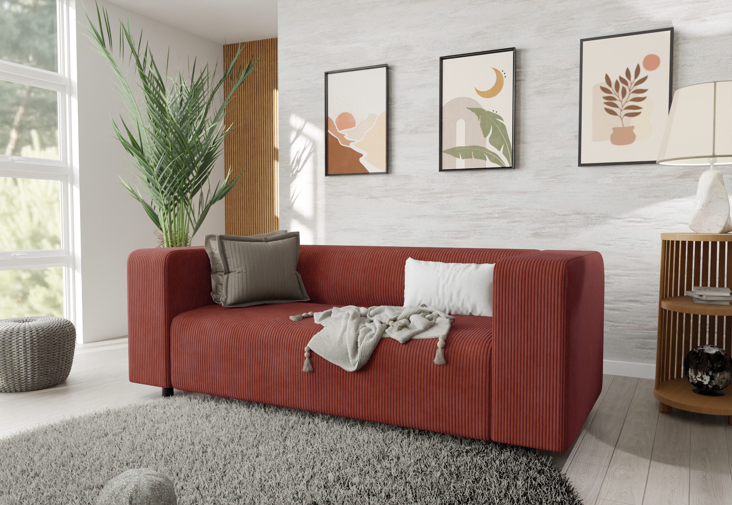 S-Style Möbel 2-Sitzer Sofa Gustav aus Cord-Stoff mit bequemem Sitz, mit We günstig online kaufen