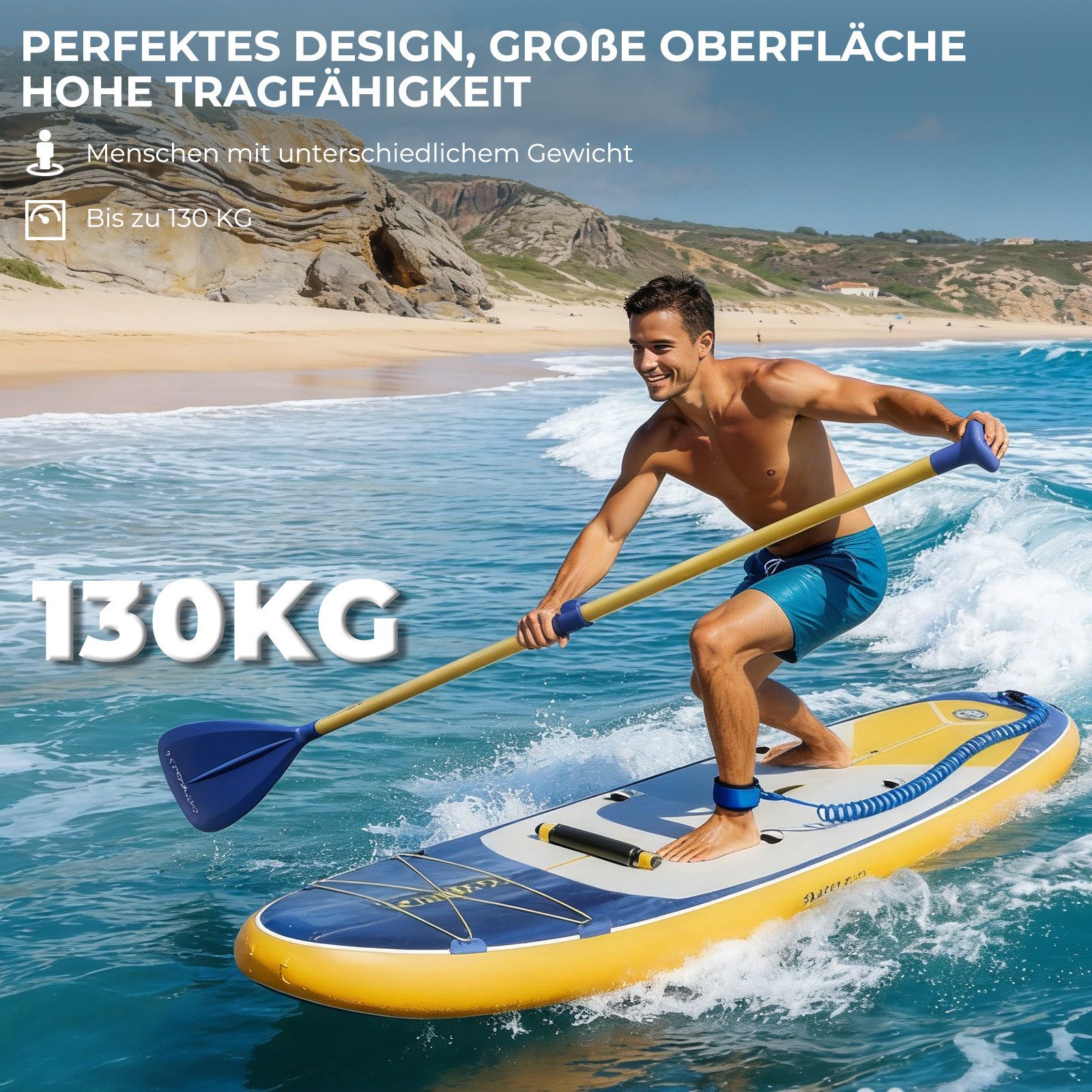 HOMALL Inflatable SUP-Board Stand-Up Paddle Board 330*78*15cm Tragkraft bis 130Kg, (2in1 Aufblasbares,Action-Cam-Halterung)
