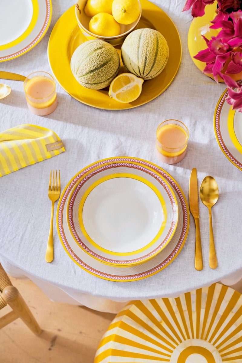 PiP Studio Suppenteller CHIQUE Suppenteller gelb 23,5cm, Deep Plate Pip Chique Stripes Yellow 23.5cm