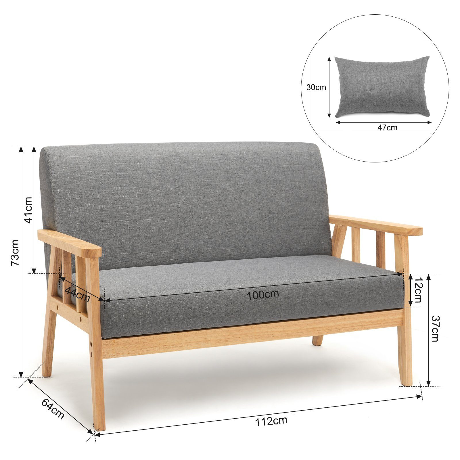 Mondeer Sessel Loungesofa, 2-Sitzer-Sessel mit Kissen, günstig online kaufen