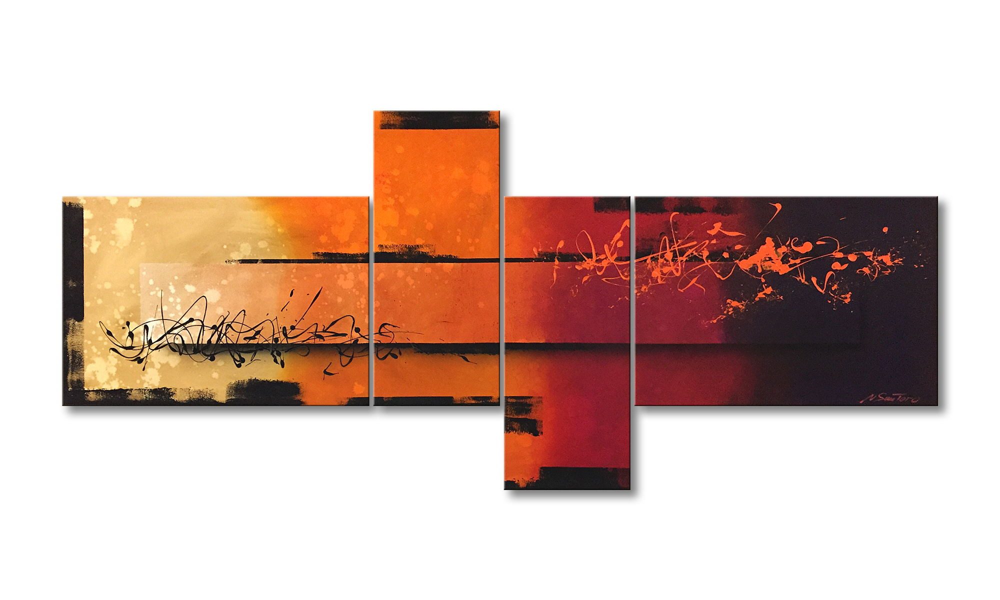 WandbilderXXL Gemälde Sundown 200 x 90 cm, Abstraktes Gemälde, handgemaltes Unikat