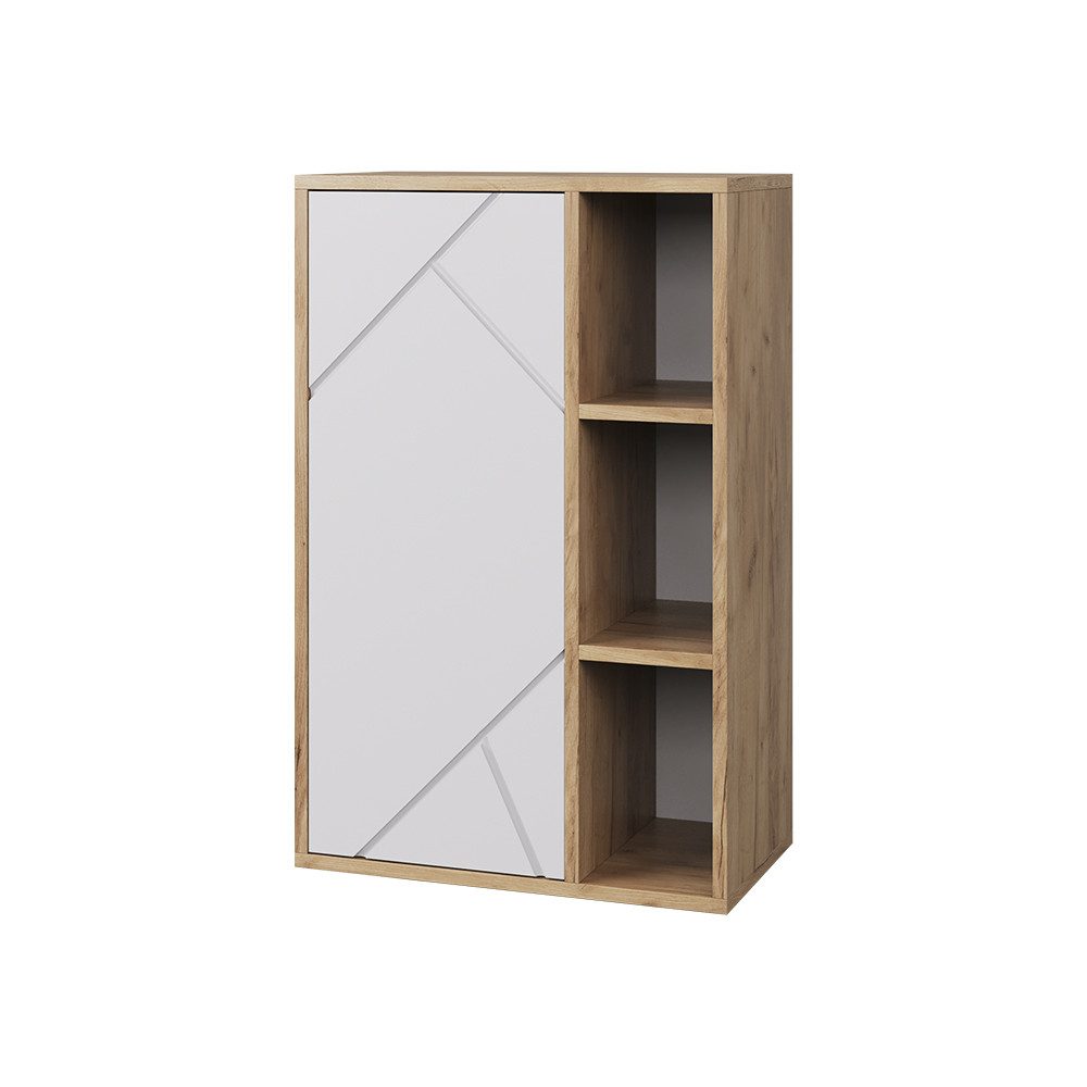 Vicco Bücherregal Berno, Goldkraft Eiche/Weiß, 50.1 x 78.4 cm mit 3 offenen Fächern, 1-tlg.