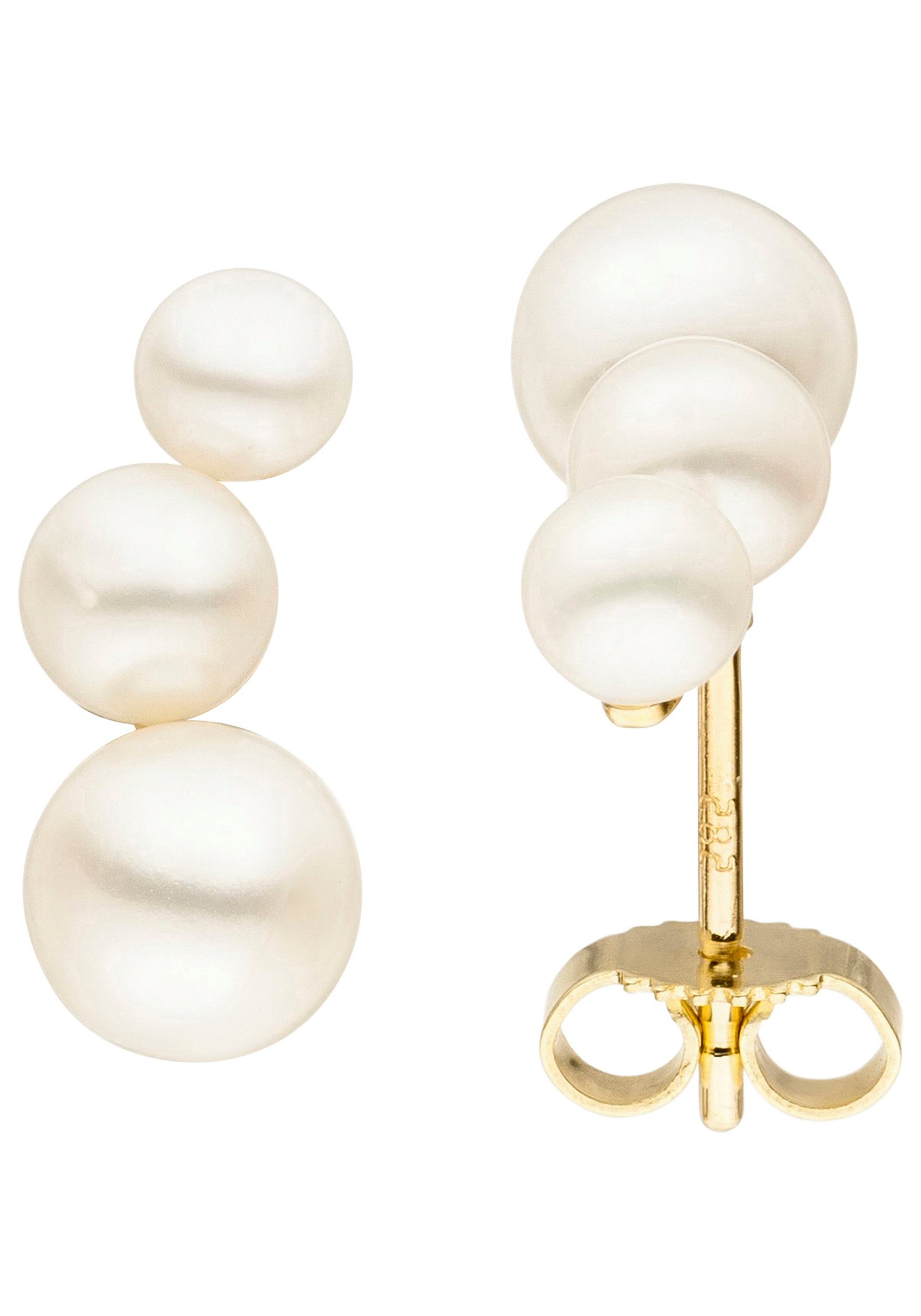 JOBO Perlenohrringe Ohrringe mit 6 Perlen 17 mm, 14 Karat 585 Gold