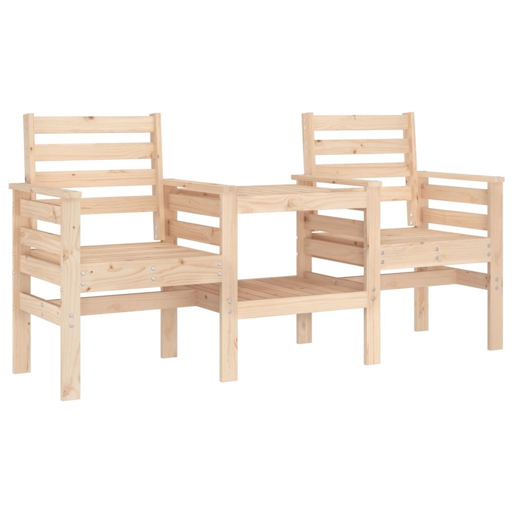vidaXL Gartenbank Gartenbank mit Tisch 2-Sitzer Massivholz Kiefer (1-St)