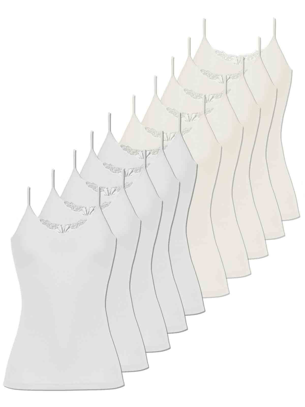 Wäsche/Bademode Unterhemden COMAZO Achseltop 10er Pack Damen Spaghettiträger Hemd (10 Stück), -