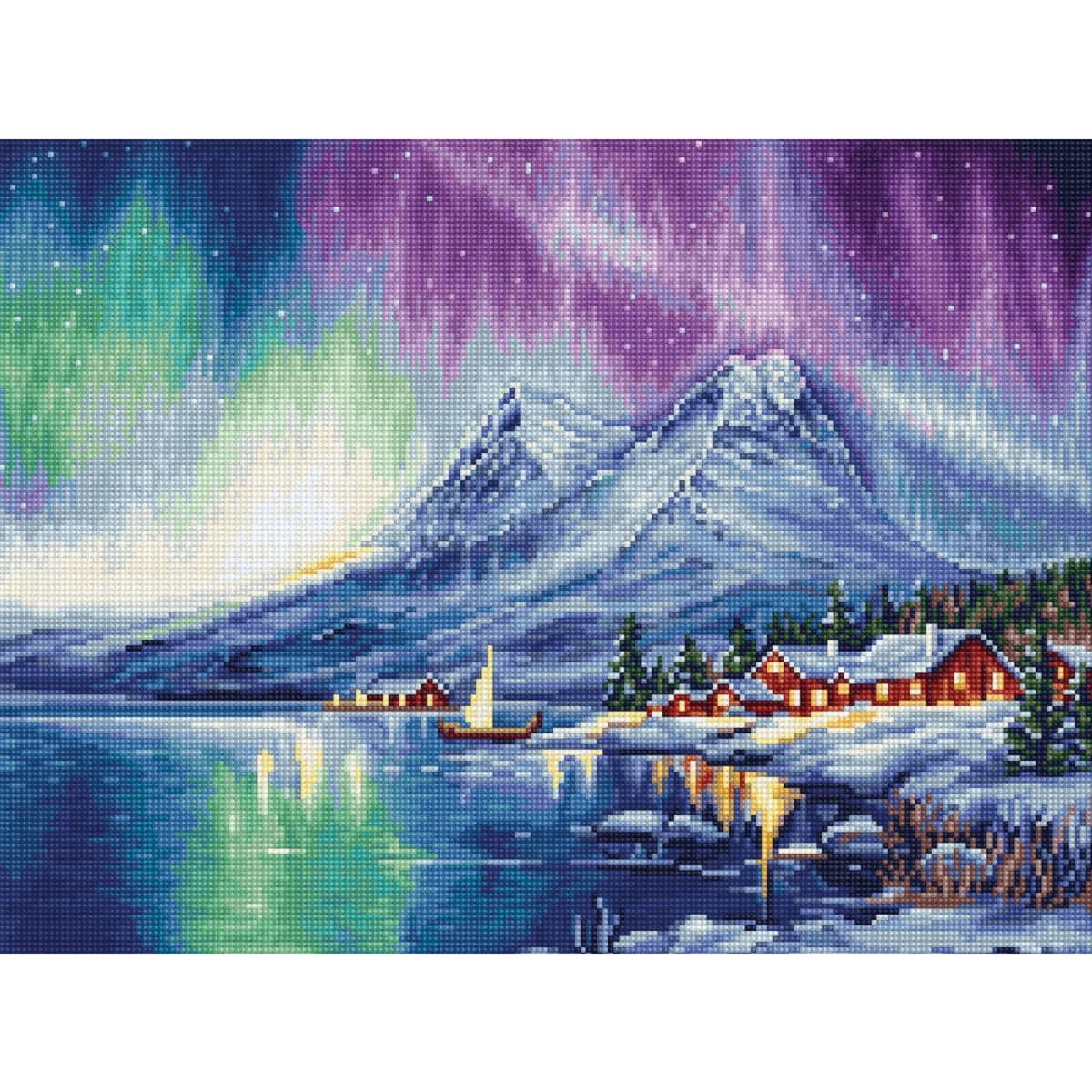 Luca-S Kreativset Luca-S Kreuzstich Stickpackung "Nordlichter", Zählmuster, 32x24cm..., (embroidery kit by Marussia)