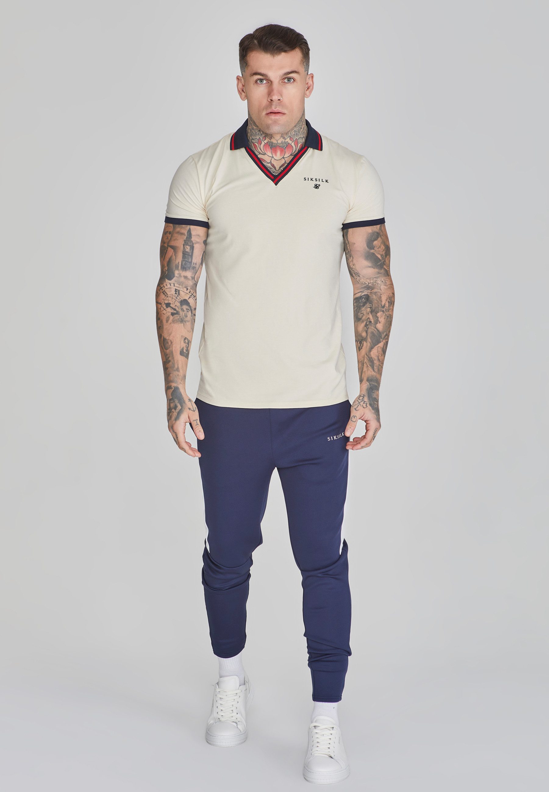 Siksilk Poloshirt SikSilk Herren Ecru Polo T-Shirt günstig online kaufen