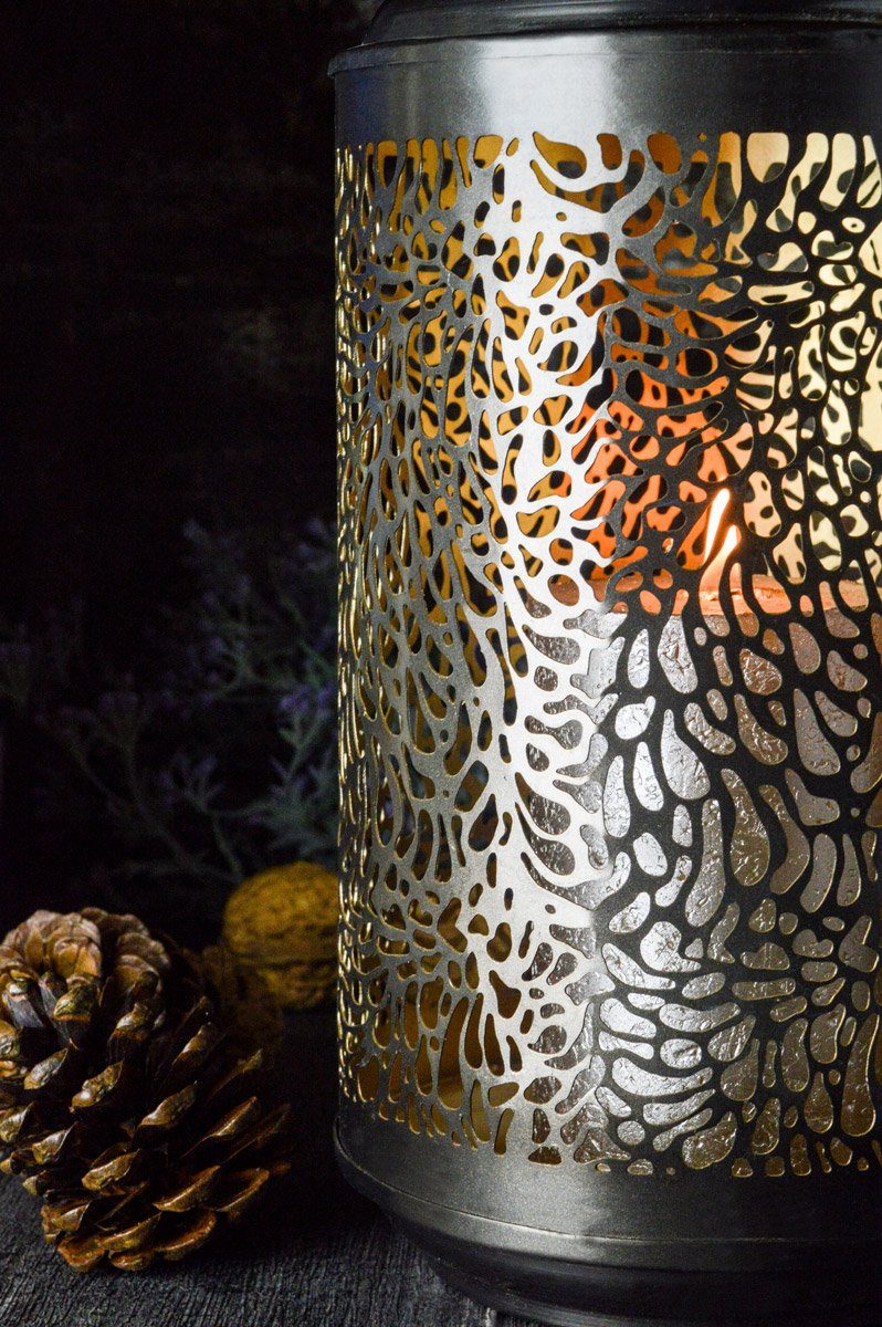 Sendez Laterne Sendez Laterne aus Kerzenhalter Gartenlaterne Windlicht Handgefertigt 37x15cm Metall