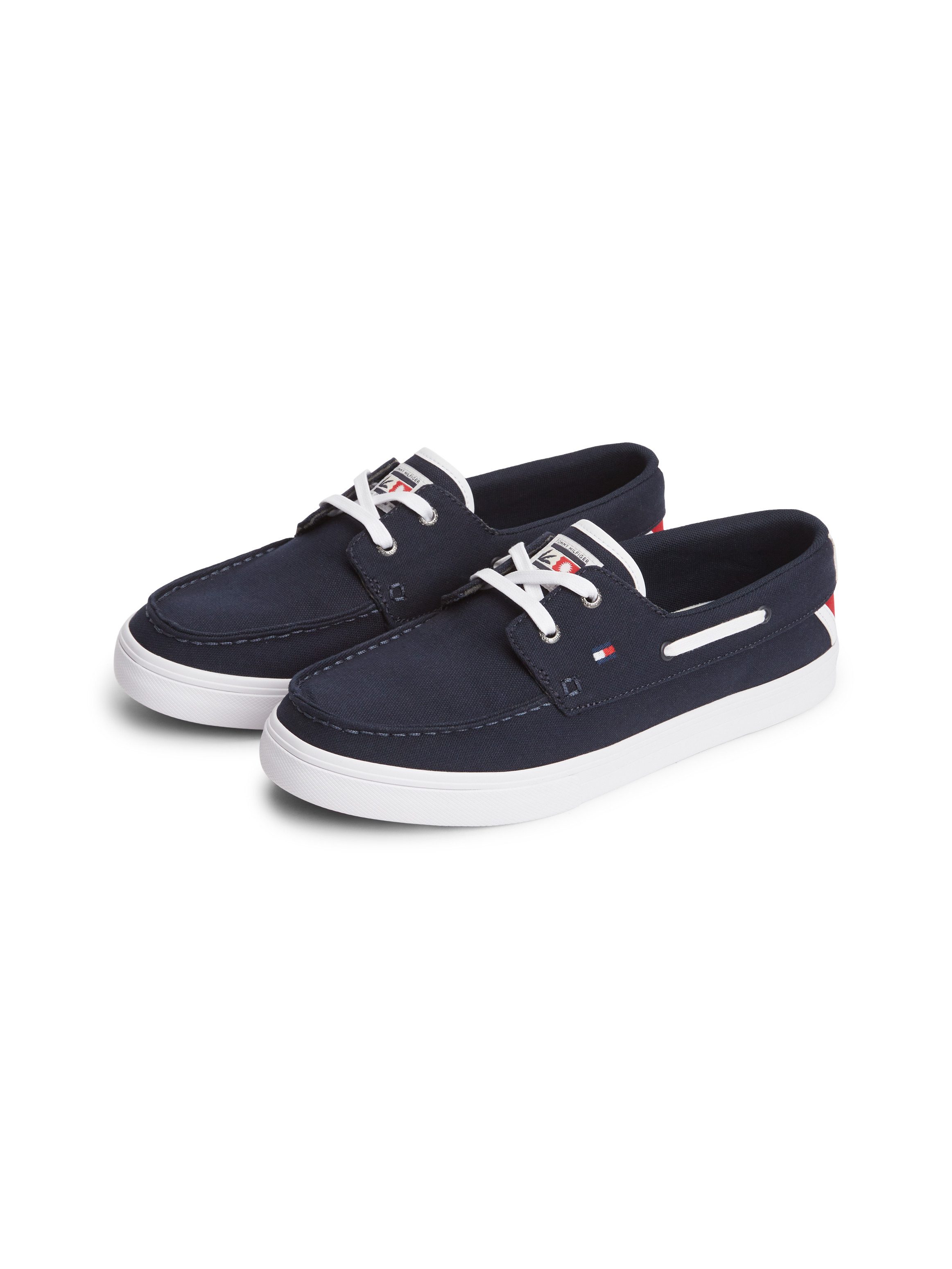 Tommy Hilfiger TH BOAT VULC SNEAKER CANVAS Bootsschuh Schnürschuh, Halbschuh mit Kontrastbesätzen und Durchzügen