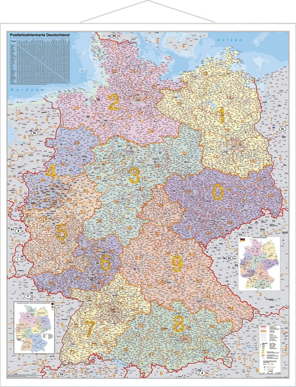 Deutschland Postleitzahlenkarte Großformat / Heinrich Stiefel