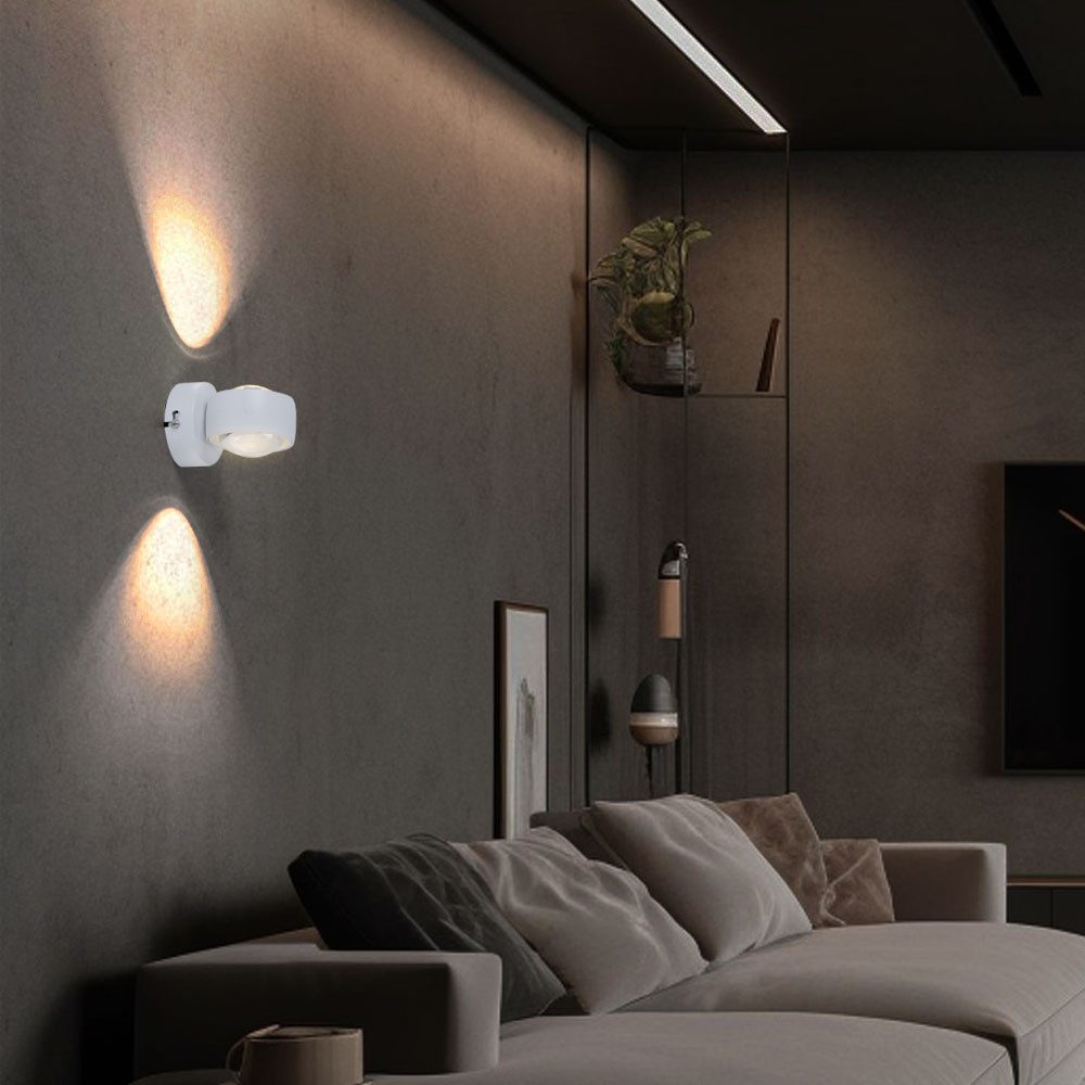 GLOBO LIGHTING LED Wandleuchte, LED-Leuchtmittel fest verbaut, Warmweiß, LED Wand Leuchte Up Down Wohnzimmer Kugel Strahler Glas klar