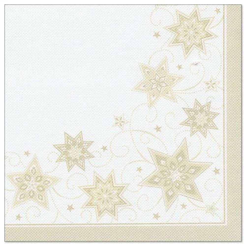 PAPSTAR Papierserviette 20 Servietten 40x40cm JUST STARS 3-lagig - champagner, Stoffoptik, Industriell kompostierbar