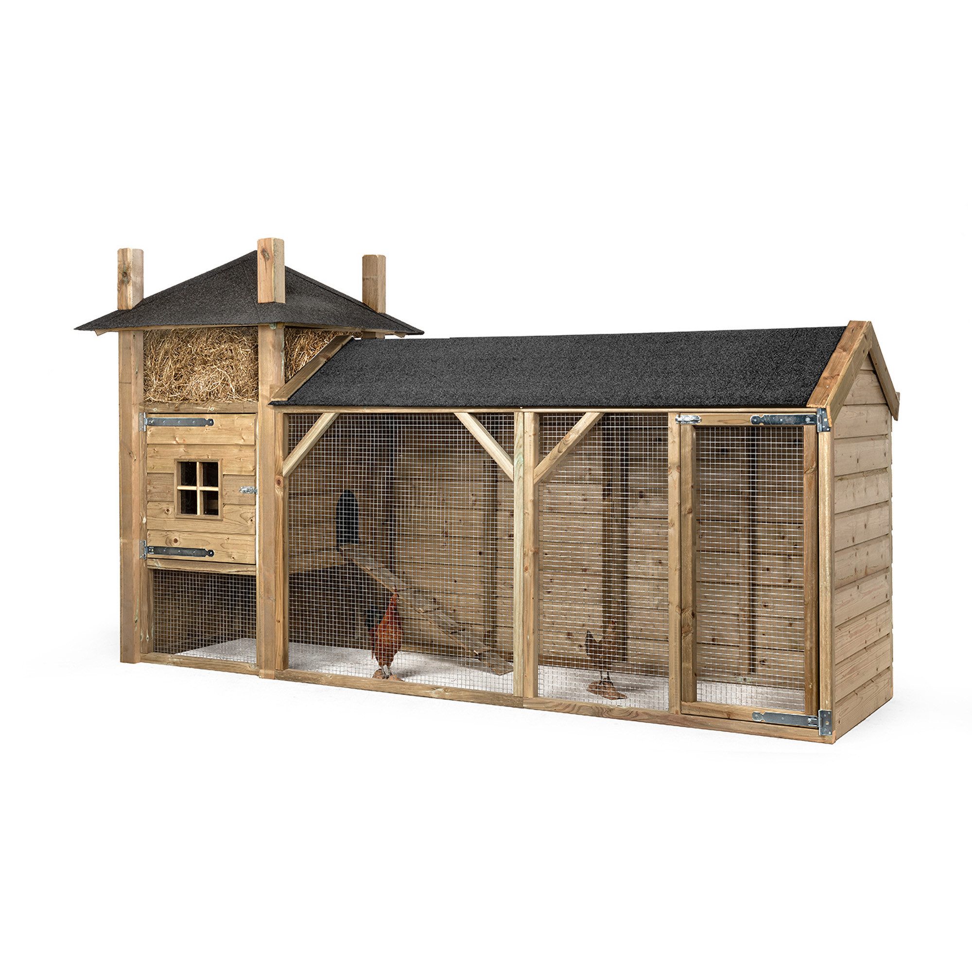 FATMOOSE Hühnerstall Henhouse Haven Premium Hühnerhaus aus massivem Holz mit Auslauf, wetterfestes Hühnergehege, raubtiersicher, wählbar mit Anbau