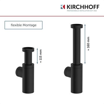 Kirchhoff Siphon Design Flaschensiphon inkl. Reinigungsöffnung, Röhrengeruchsverschluss für Waschbecken/Waschtische