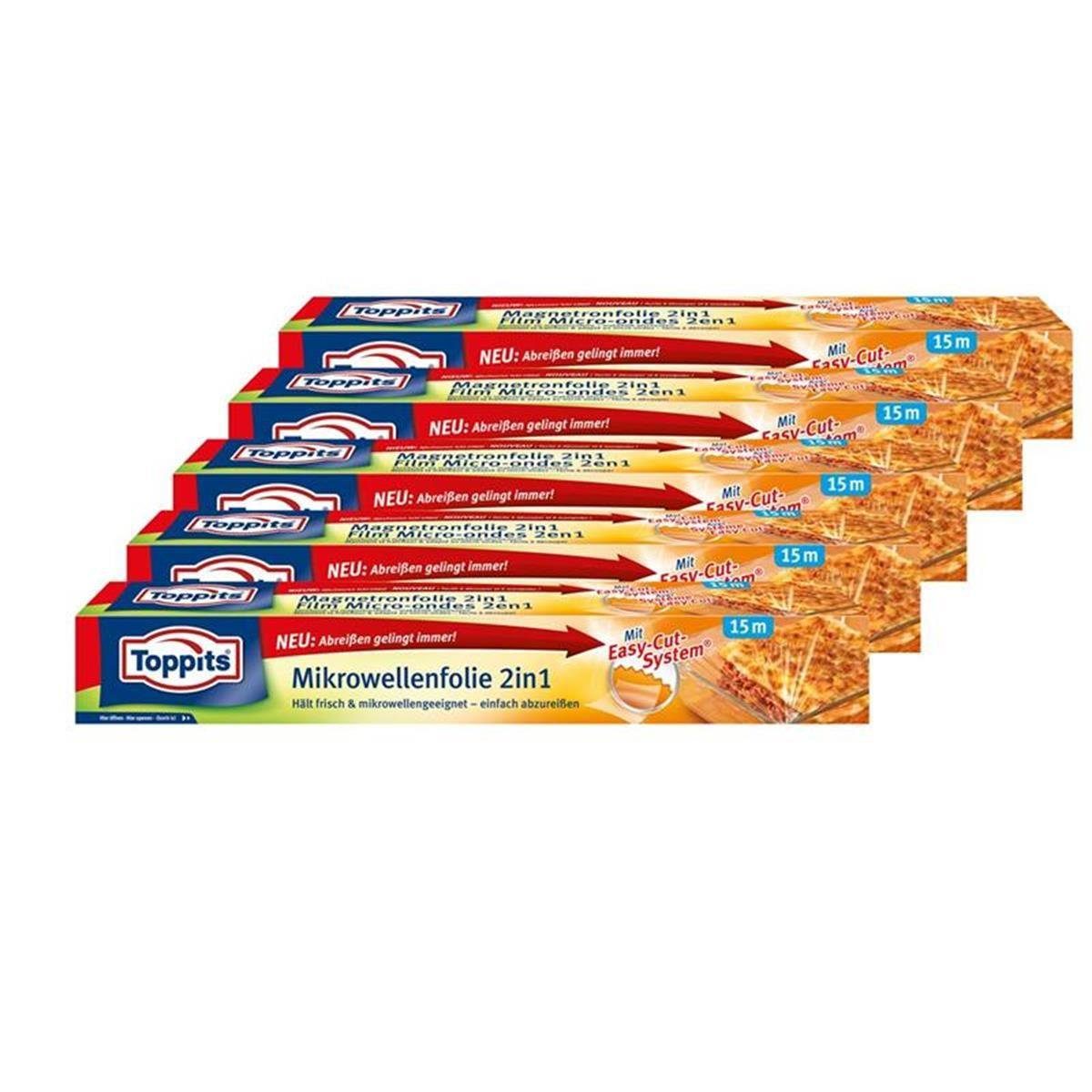 Toppits Küchenorganizer-Set Toppits Mikrowellen- Frischhalte-Folie 2in1 Easy-Cut 15m x 32,5cm (5er