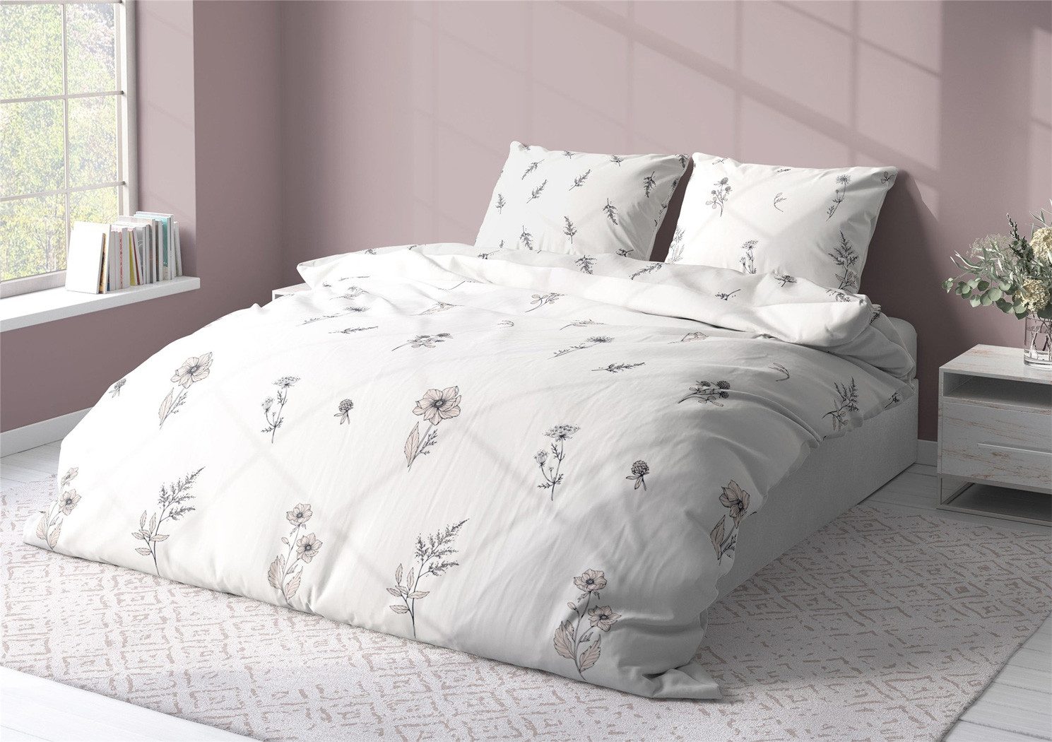 texpot Bettwäsche Wendebettwäsche Blumen Baumwolle Frühling, 3 teilig