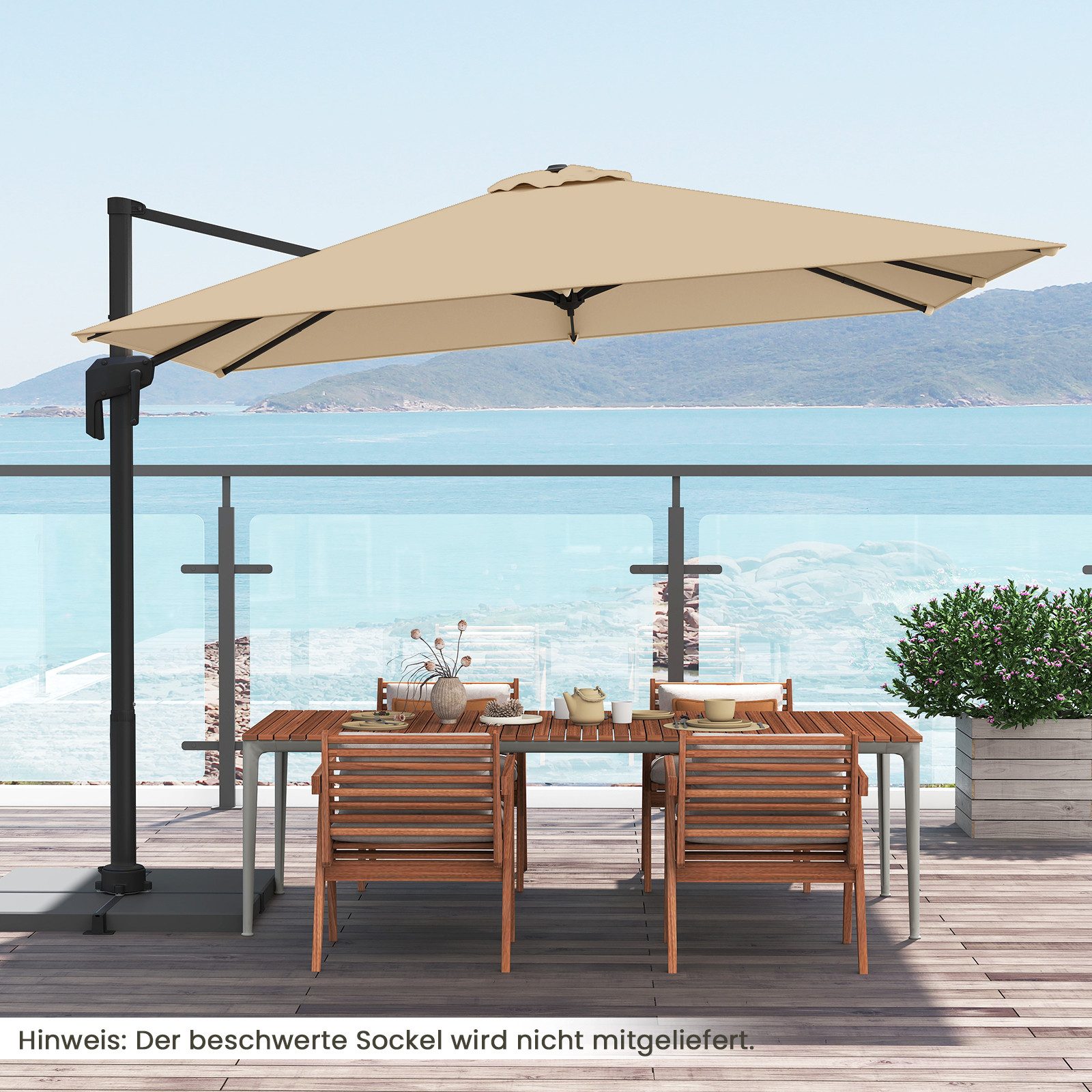 KOMFOTTEU Sonnenschirm, Ampelschirm 360°drehbar, 300 x günstig online kaufen