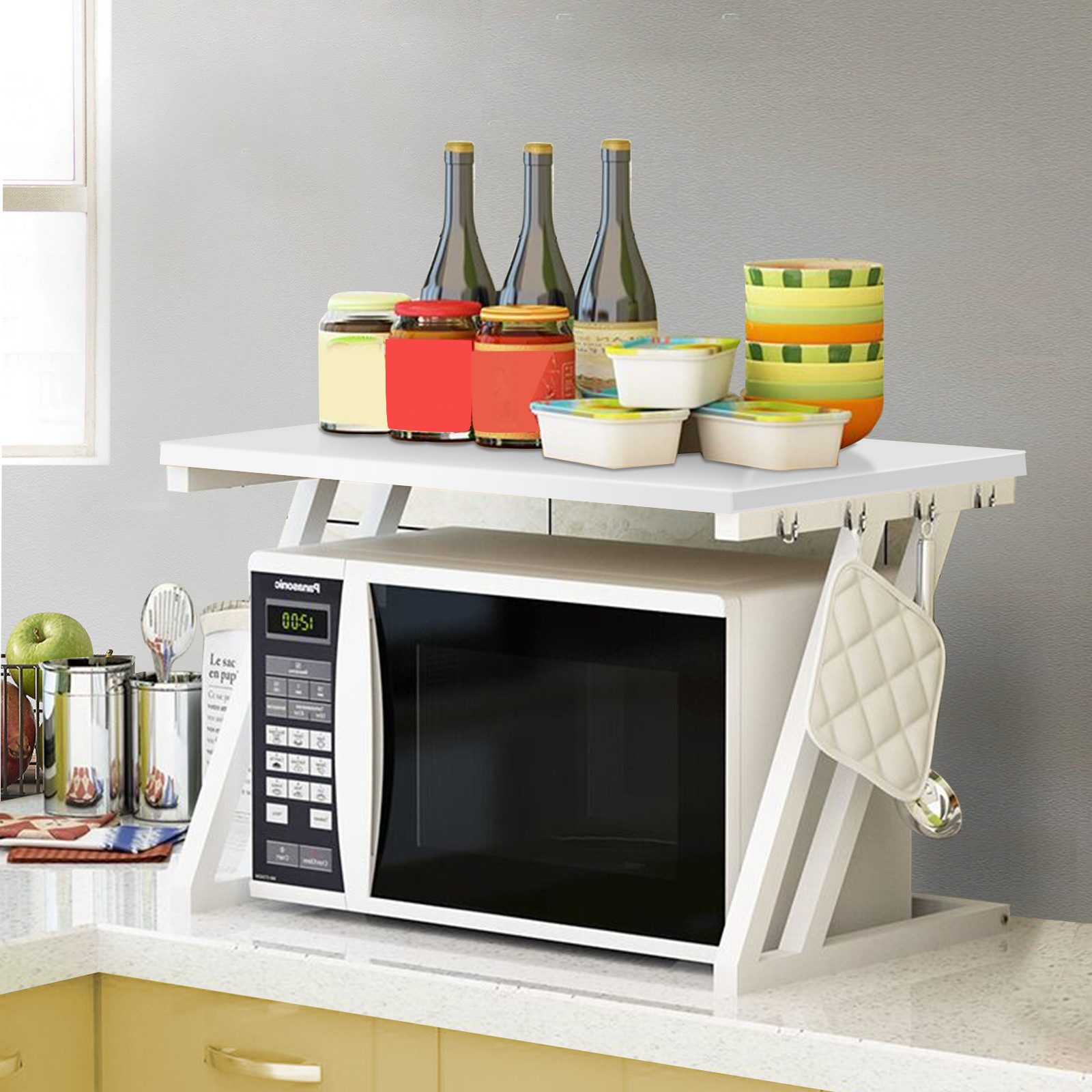 JEOBEST Küchenregal Mikrowellenregal, Holz Mikrowellen Ständer Mikrowelle R günstig online kaufen