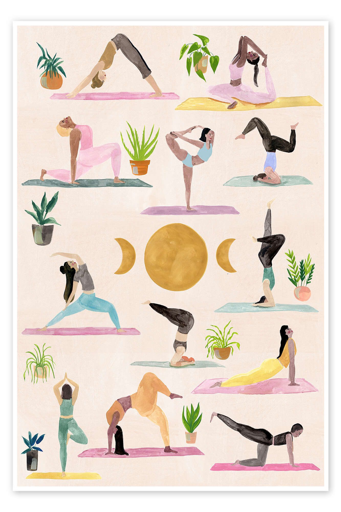 Posterlounge Wandbild Yogis, Laura Page, erhältlich als Poster, Leinwandbild, Wandsticker oder Acrylglasbild