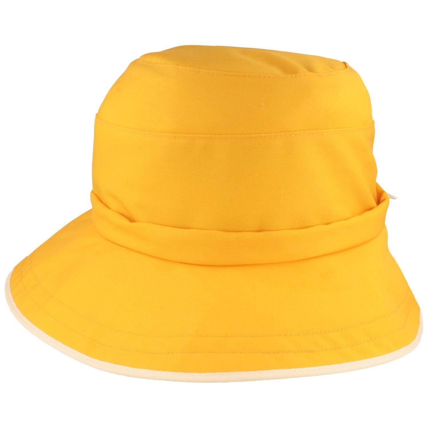 mit UV-Schutz Trilby 50 Breiter Sommer-Stoffhut gelb