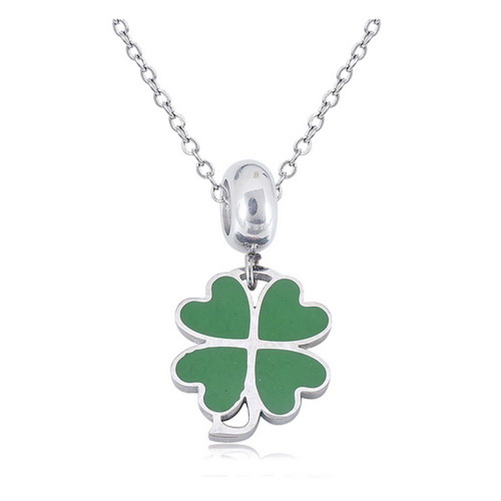 BUNGSA Kette mit Anhänger Kette Kleeblatt Silber aus Edelstahl Damen (1-tlg), Halskette Necklace