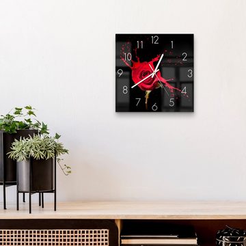 DEQORI Wanduhr 'Zerfließende Rosenblüte' (Glas Glasuhr modern Wand Uhr Design Küchenuhr)