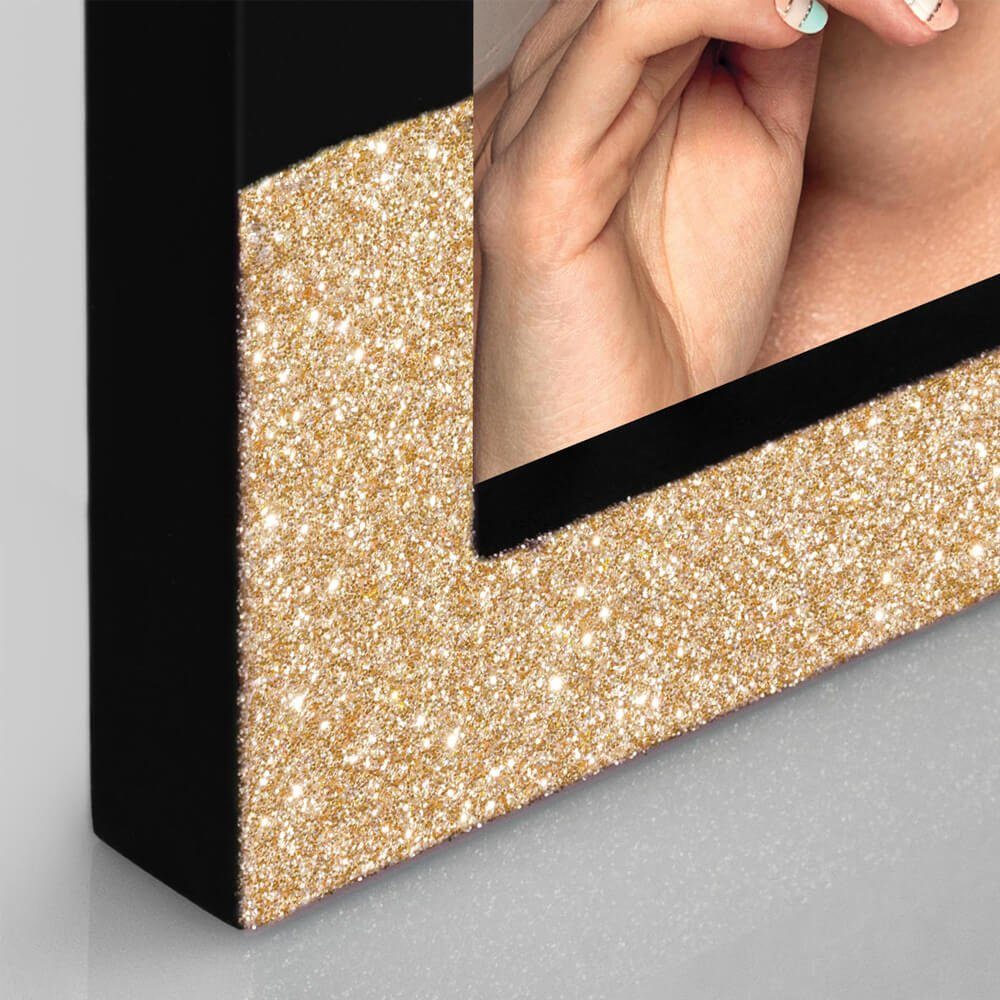 matches21 HOME schwarz Bilderrahmen HOBBY cm, Foto 10x15 (1 & Bild St) Glitter gold 1 Stk & Bilderrahmen Holz