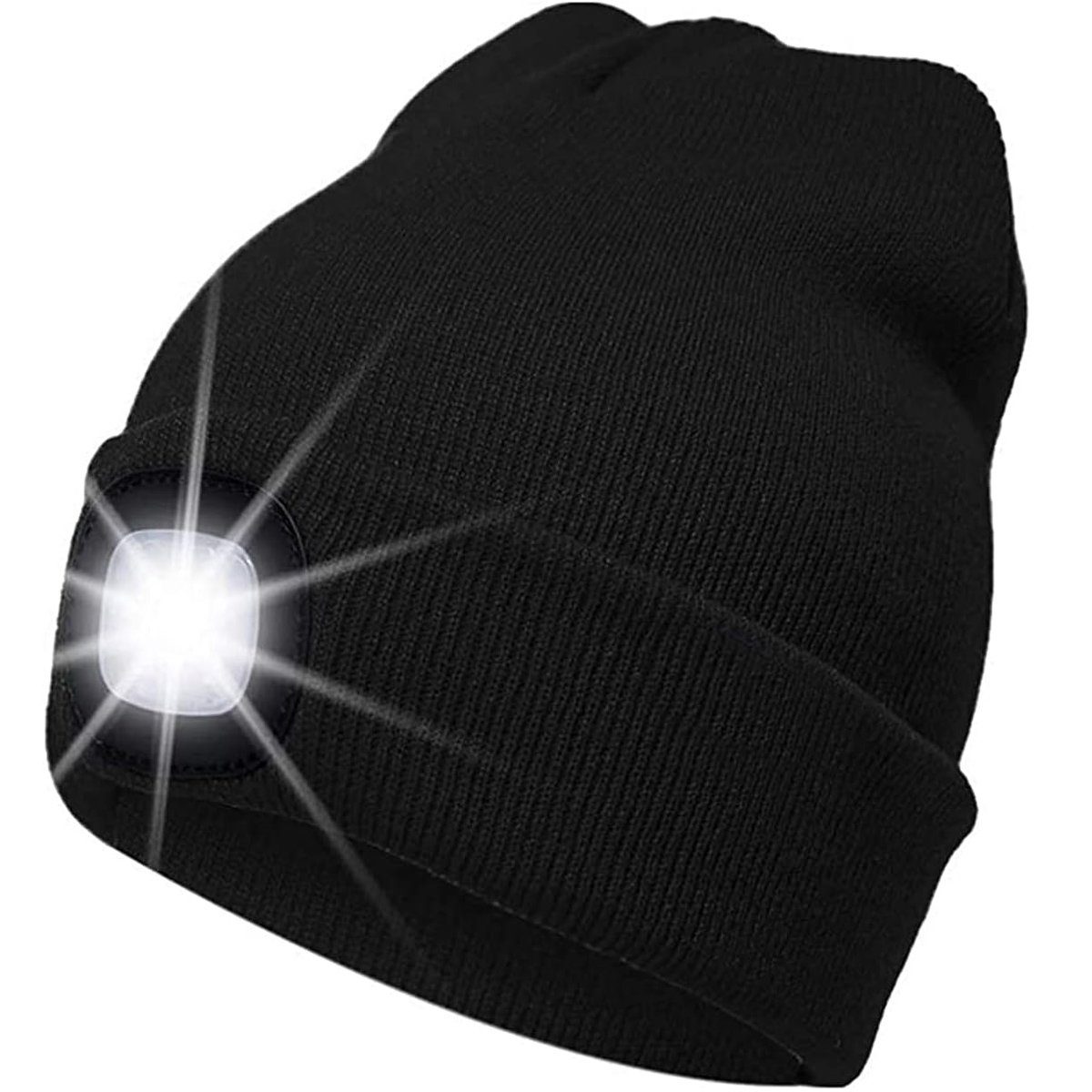 zggzerg LED Stirnlampe LED Beleuchtete Mütze, USB Laufmütze mit Licht Lampe Warme Stirnlampe Schwarz