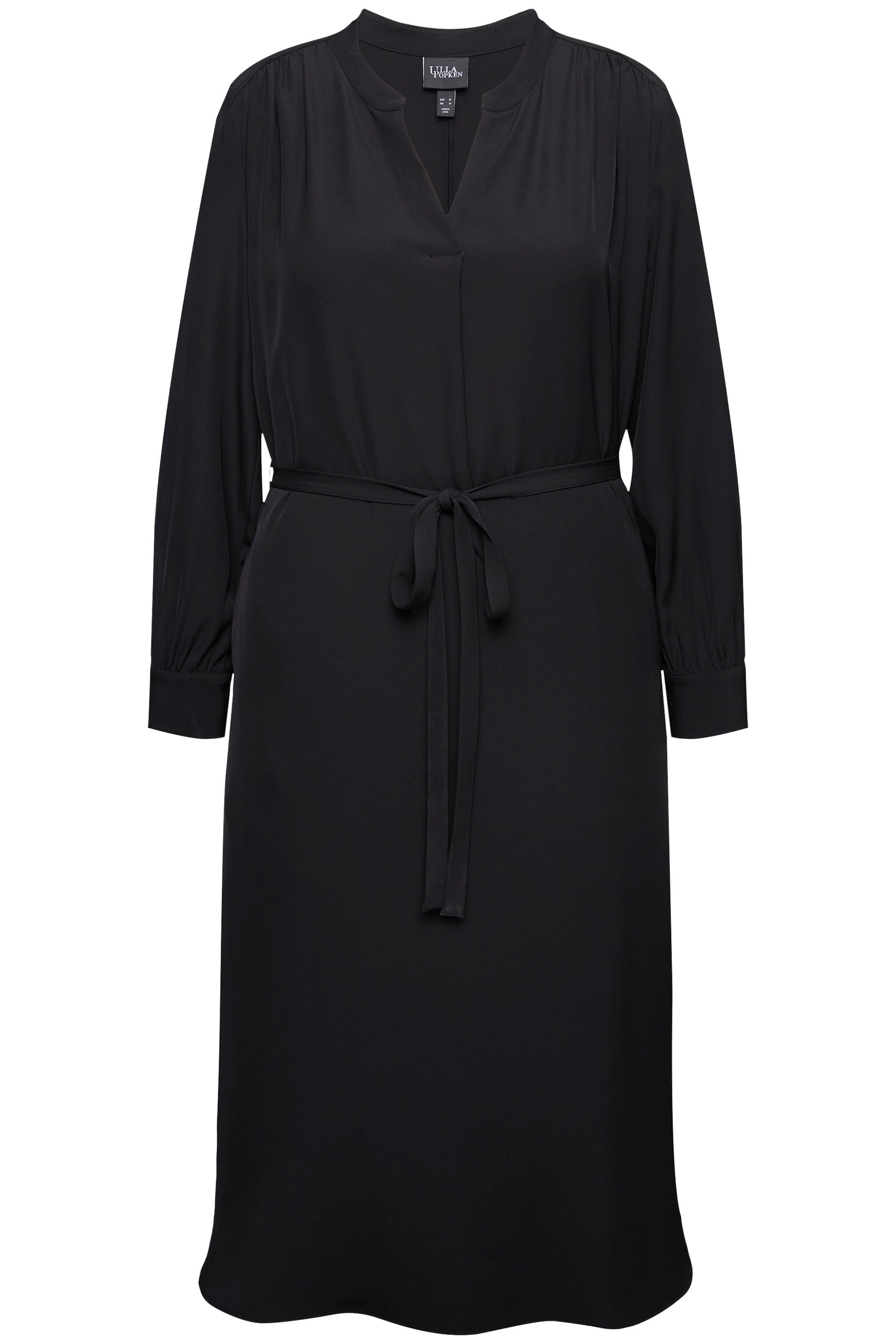 Ulla Popken Midikleid Midikleid V-Ausschnitt Bindegürtel günstig online kaufen