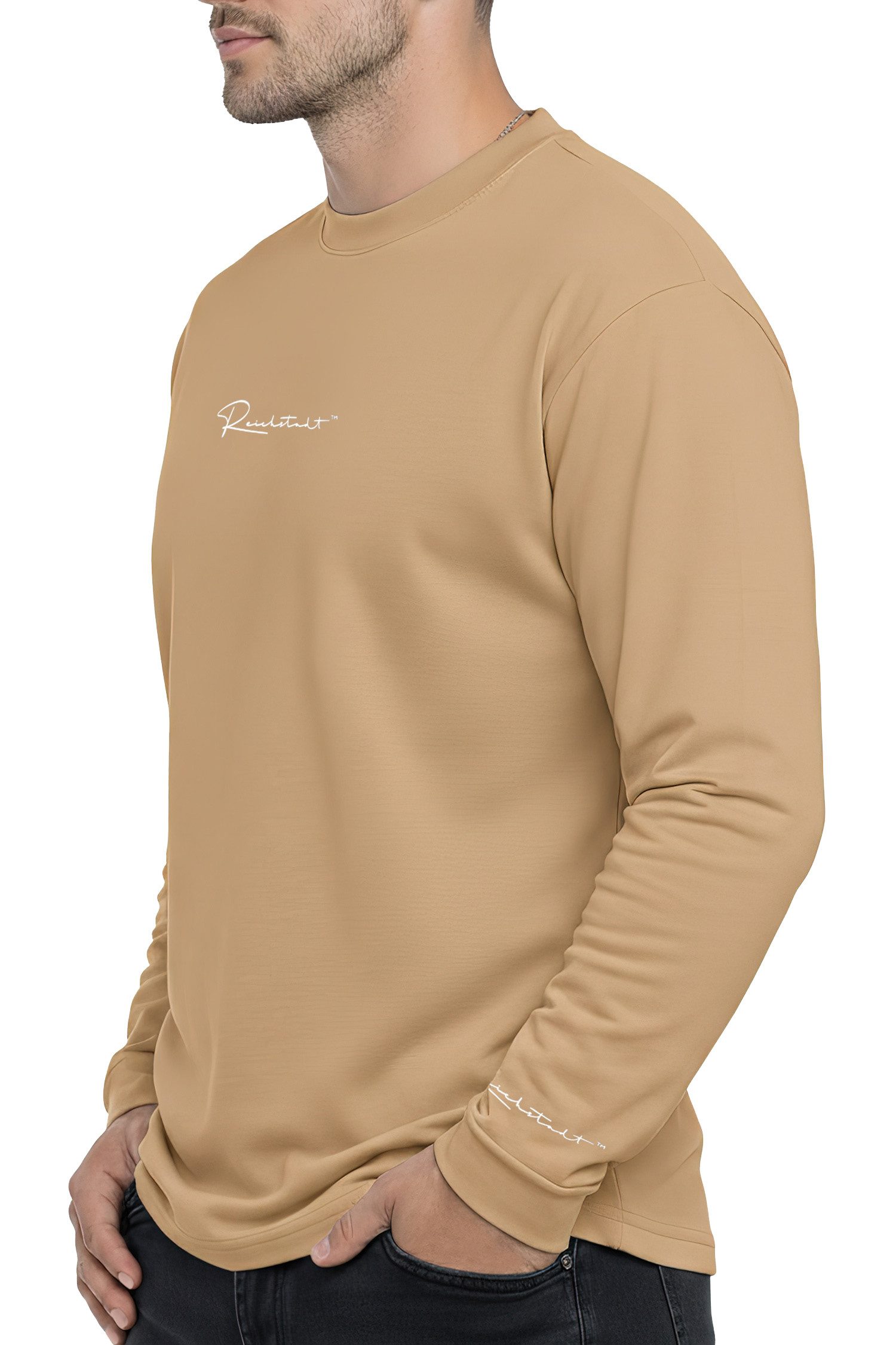 Reichstadt Longsleeve Herren Oversized Langarm Shirt 23RS042 mit Stitching auf der Brust – Bild 3 von 5