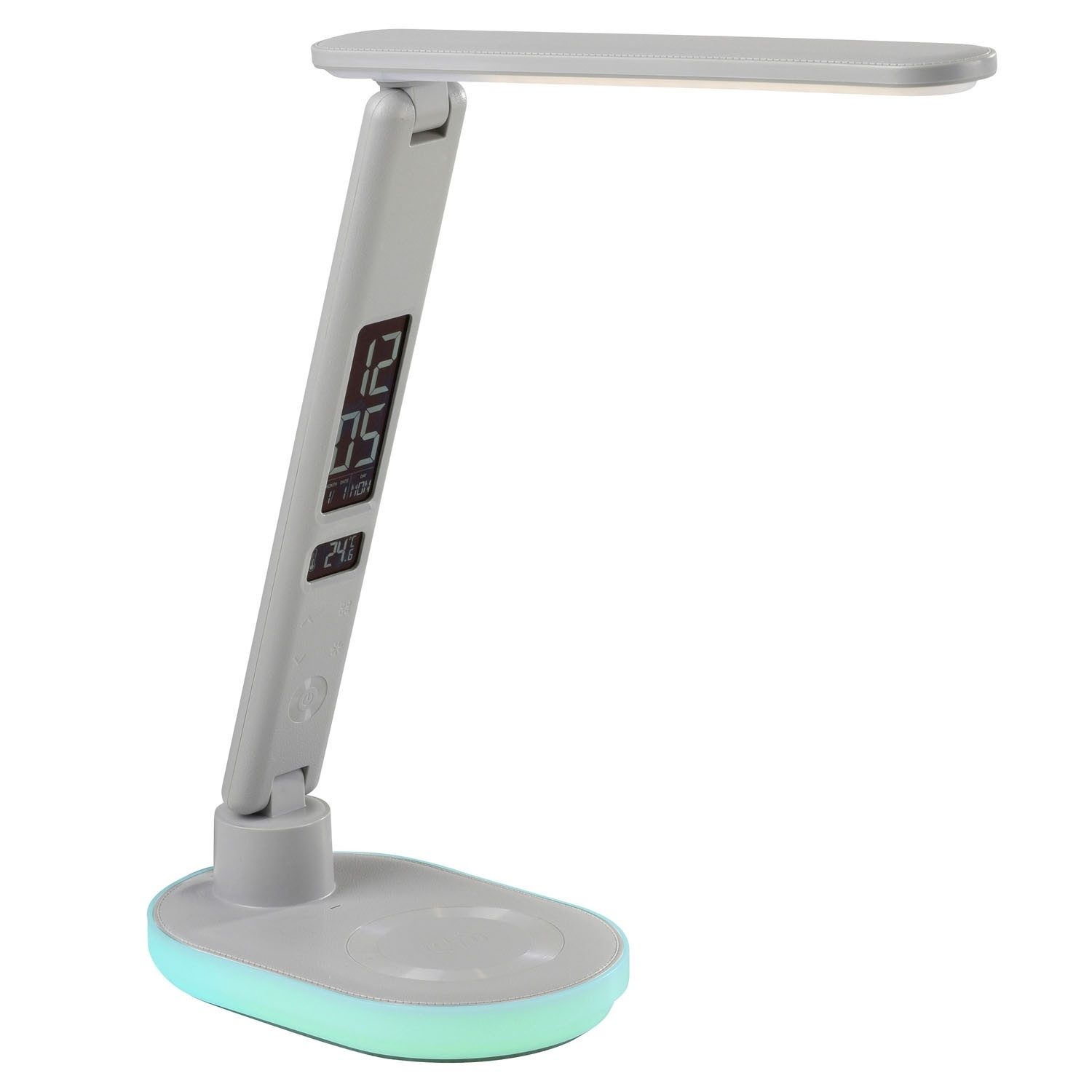 JUST LIGHT LED Schreibtischlampe TINA, H 54 cm, 2-flammig, Weiß, Kunststoff, Anpassung der Farbtemperatur, Dimmfunktion, RGB-Farbwechsel, LED fest integriert, Extra-Warmweiß, Neutralweiß, Touchsensor, Handyladefunktion, Zeitanzeige