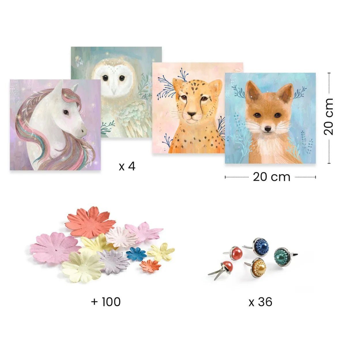 DJECO Kreativset Papierkunst 4 100 Basteln Motive Blütenkronen und 3D Blumenkrone