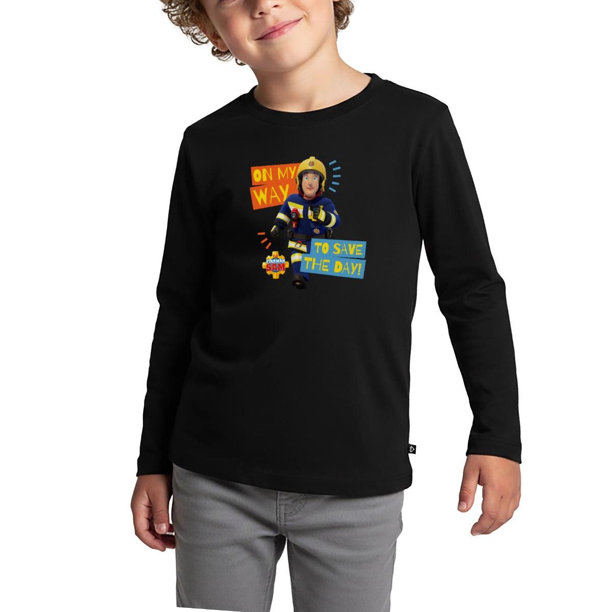 Spreadshirt T-Shirt Feuerwehrmann Sam™ On My Way To Save The Day Kinder Premium Langarmshi (1-tlg)