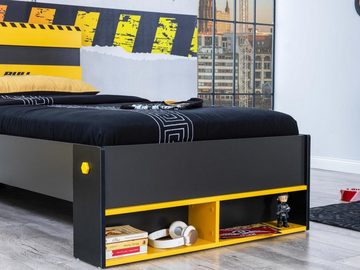 Möbel-Lux Kinderbett Bulldozer, mit Regalfächern, 100x200cm