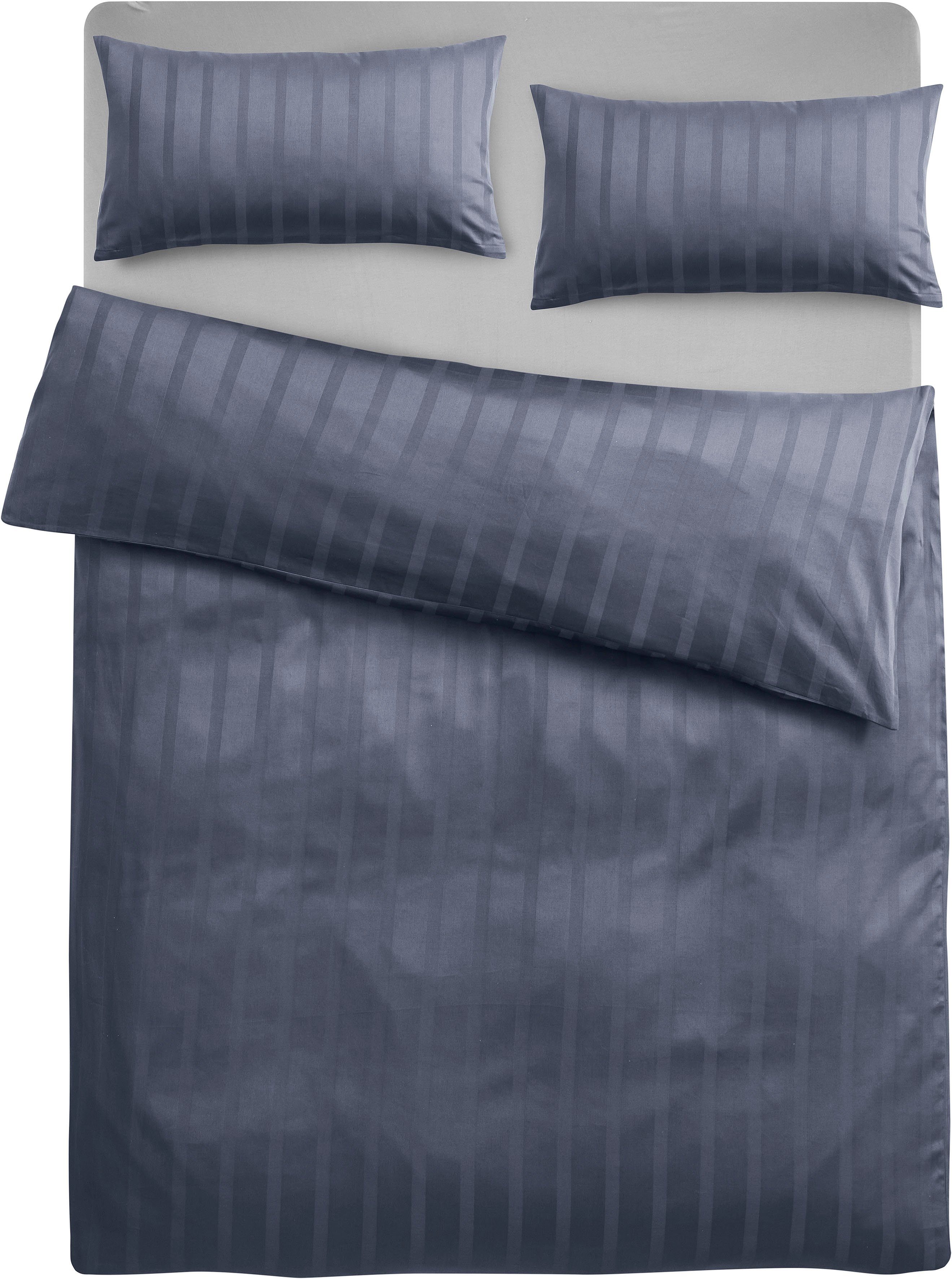 LeGer Home by Lena Gercke Bettwäsche Leonore, Mako-Satin, 2 teilig, Mako-Satin Streifen aus 100% Baumwolle, Größe ab 135x200 cm