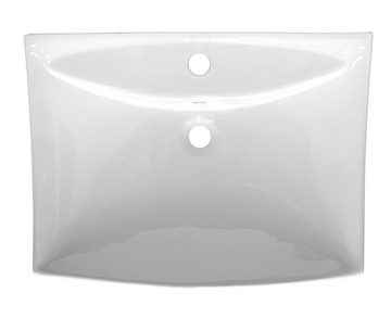 HAGO Aufsatzwaschbecken Keramik Waschbecken eckig 605x460x165 weiß mit Überlauf Aufsatzwaschbe