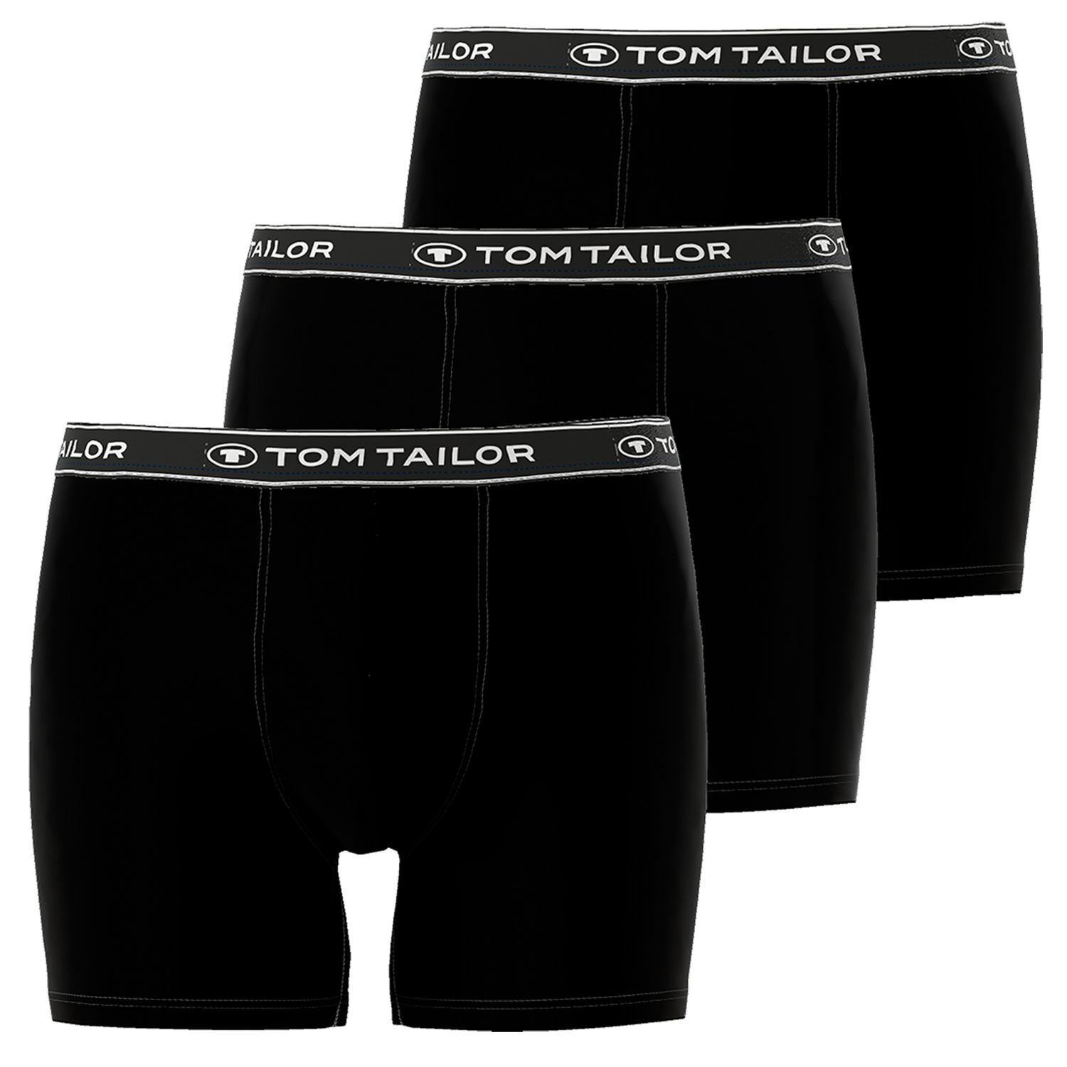 TOM TAILOR Boxershorts (3-St) mit längerem Bein, ohne Eingriff, knitterfrei im 3er Pack Schwarz