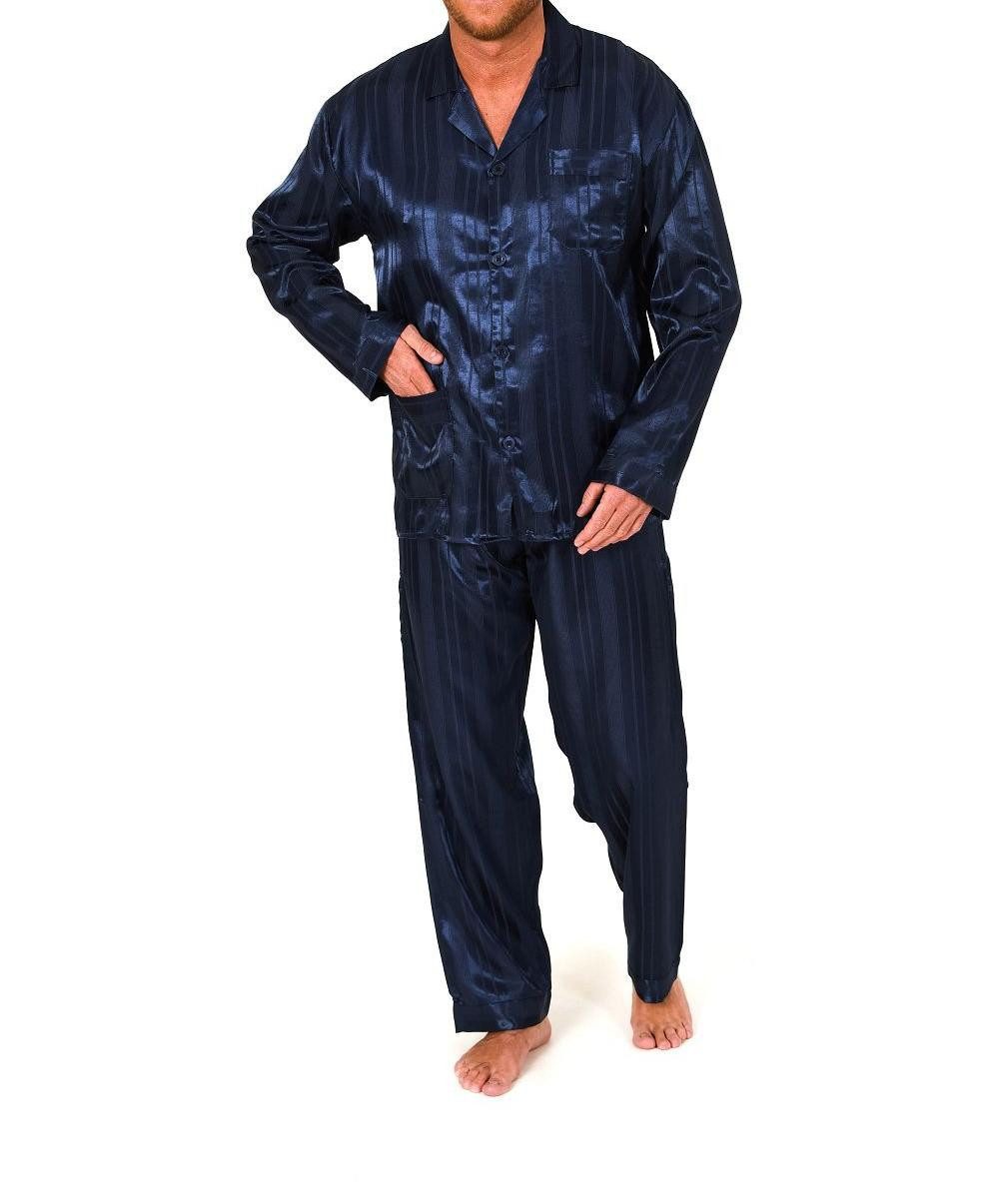 Normann Pyjama Satin Pyjama lang, durchgeknöpft, Schattenstreifen, 251 94 0 günstig online kaufen